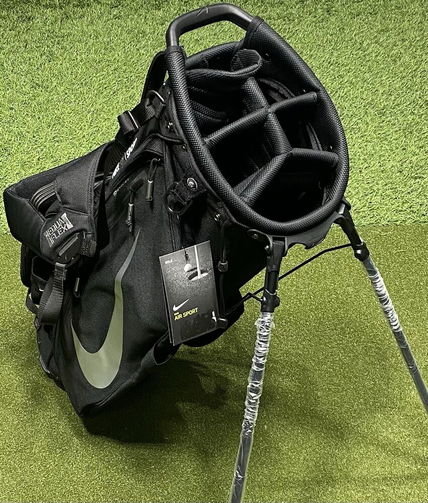 Nike Air Sport Carry Stand Golf Bag Black 6Way Top w/ Rain Hood New