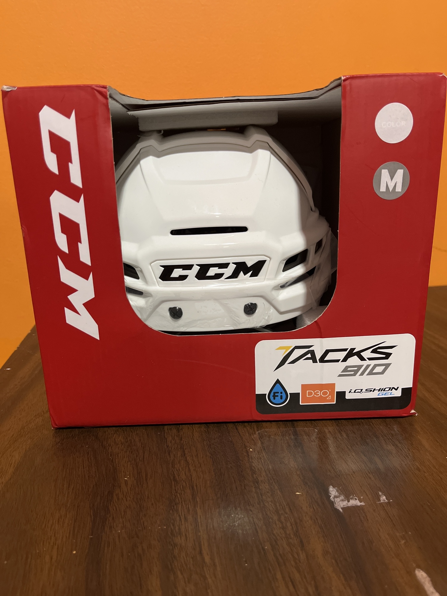New White CCM Tacks 910 Helmet Colorado Avalanche Pro Stock Return
