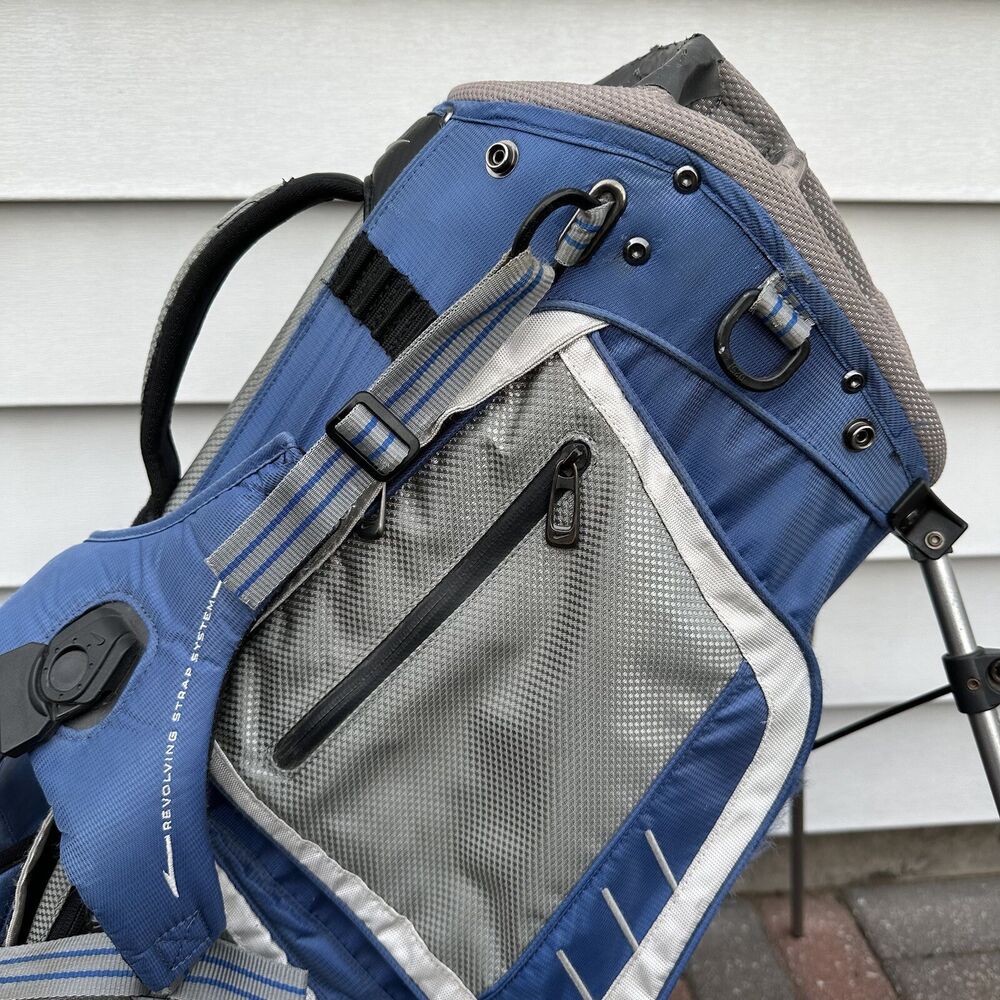 Nike Progressive Blue Gray White Golf Stand Carry Bag Dual Straps 8 Way
