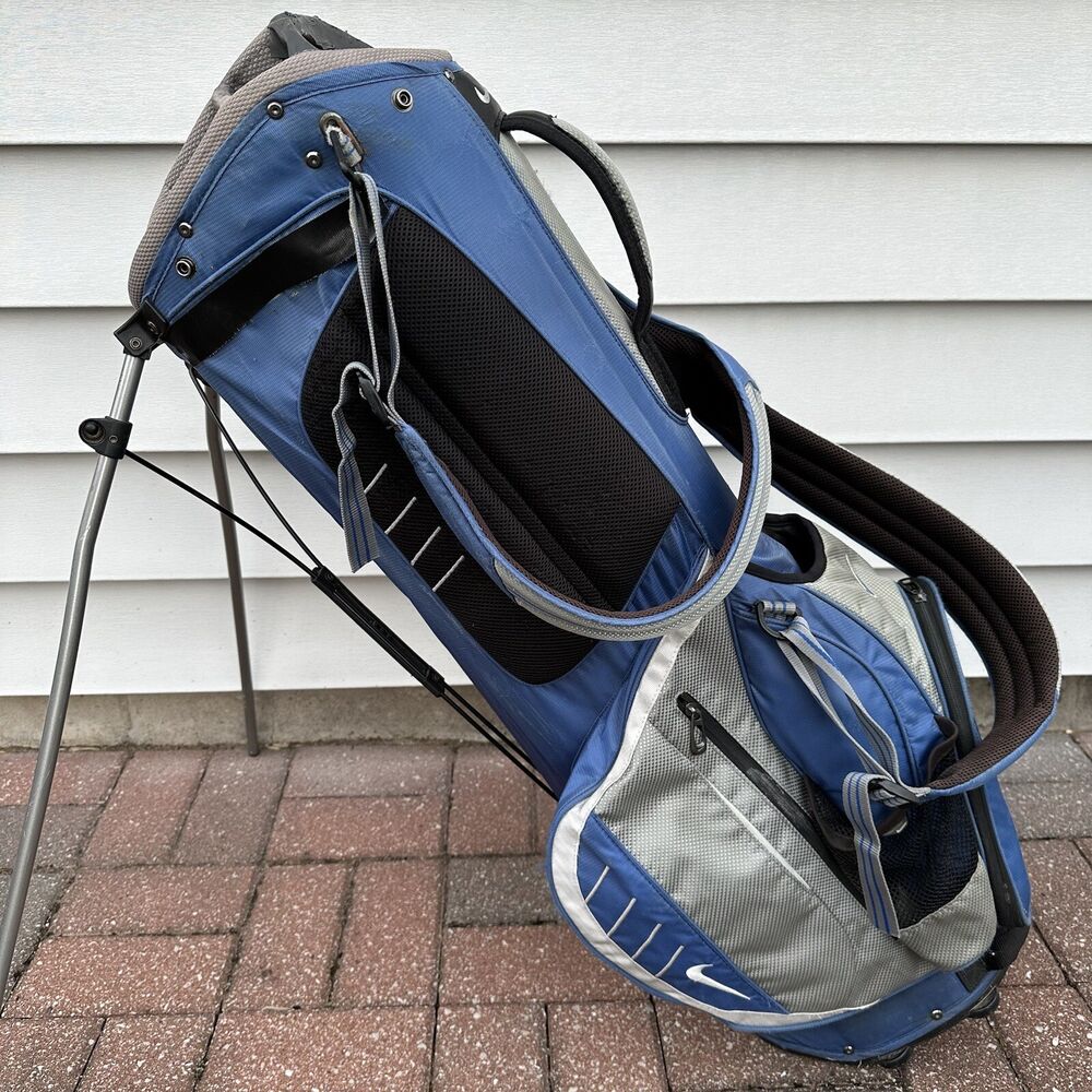 Nike Progressive Blue Gray White Golf Stand Carry Bag Dual Straps 8 Way