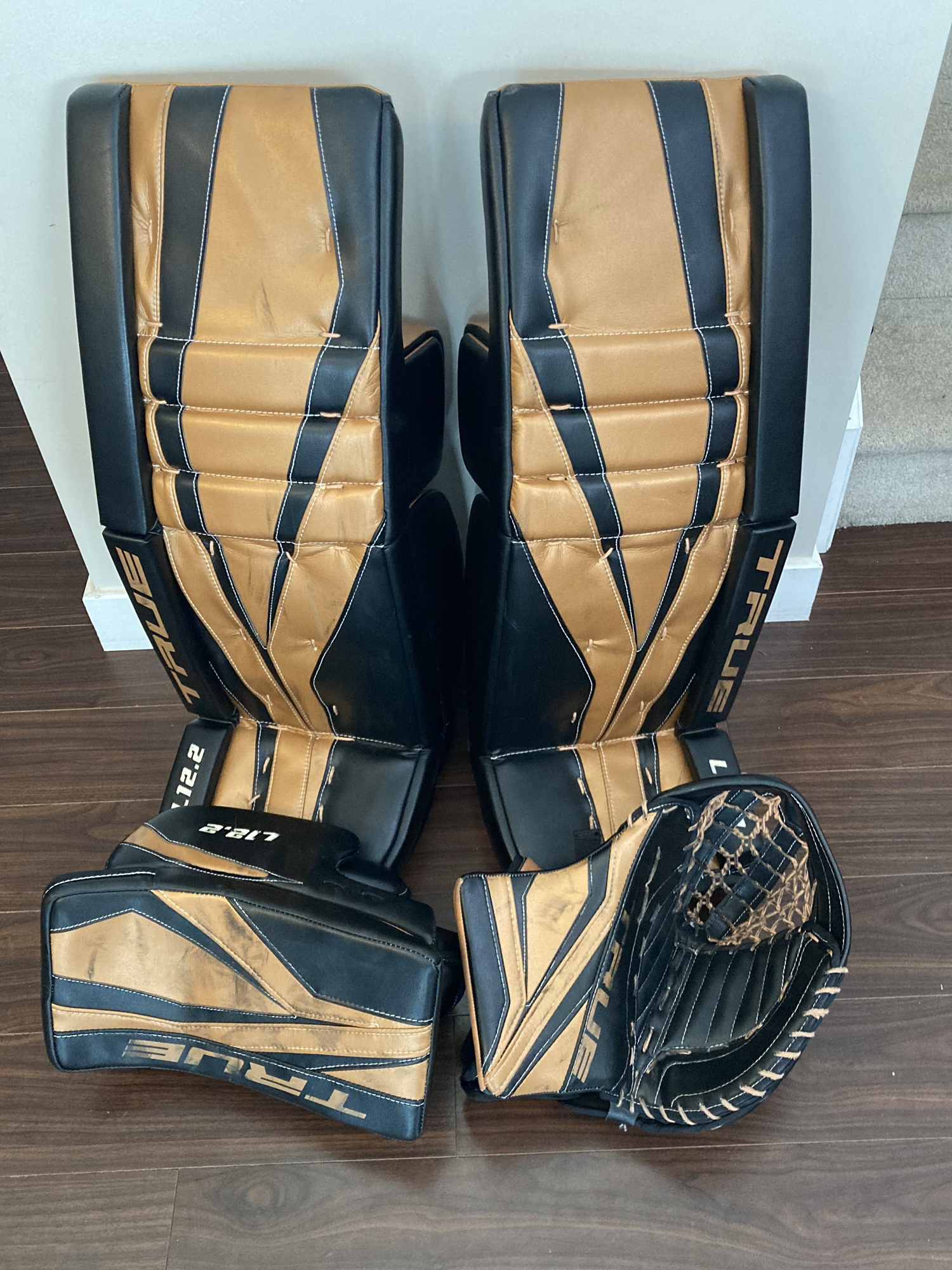 True 12.2 pro custom goalie pads blocker catcher SidelineSwap