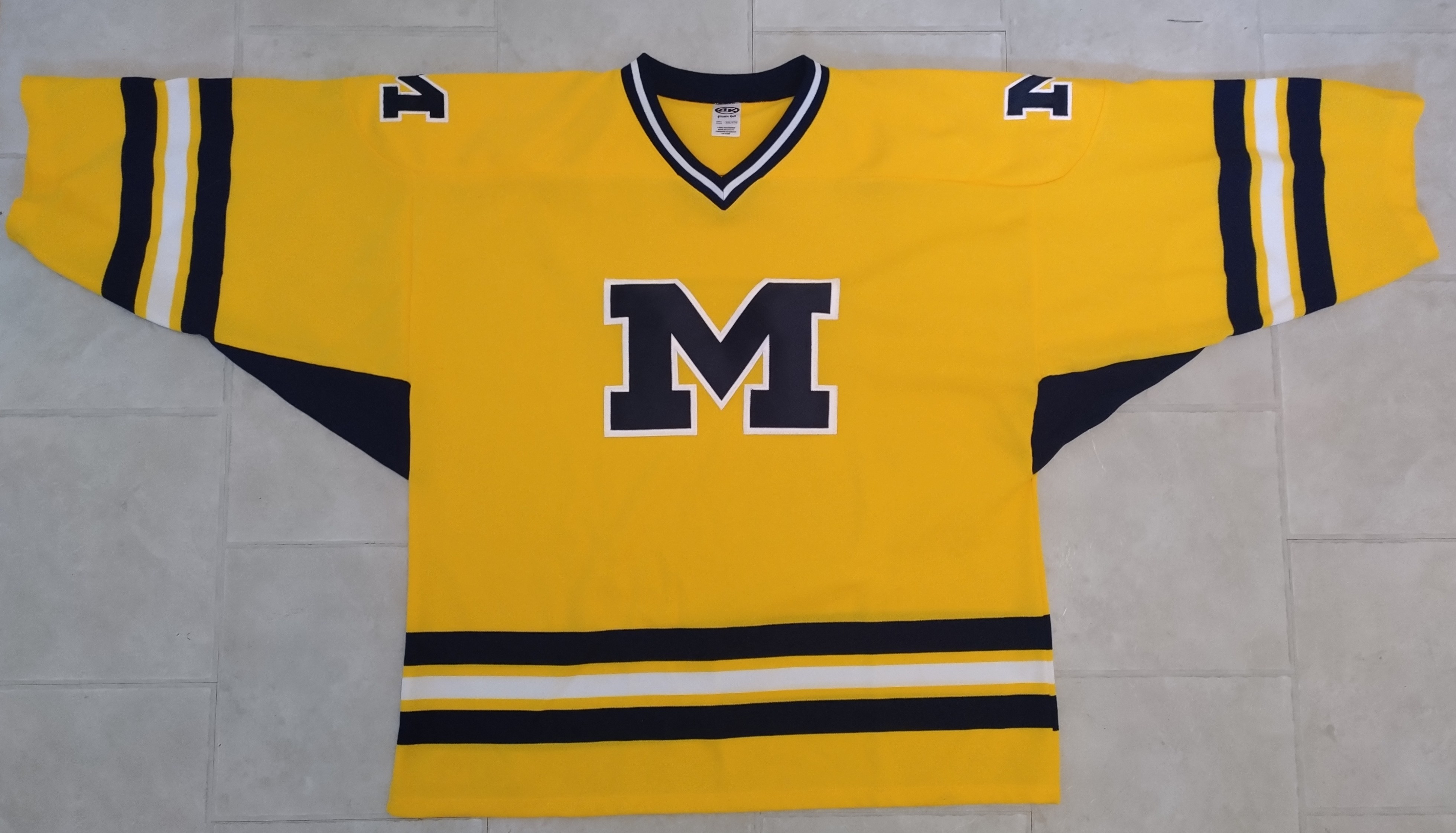 Athletic Knit H550 Michigan Style Hockey Jersey Goalie3XLNEW Gold SidelineSwap