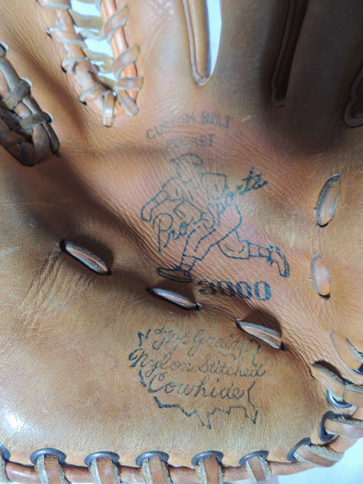 Pro Sports 3000 Vintage Baseball Brown Leather Glove Professional Model