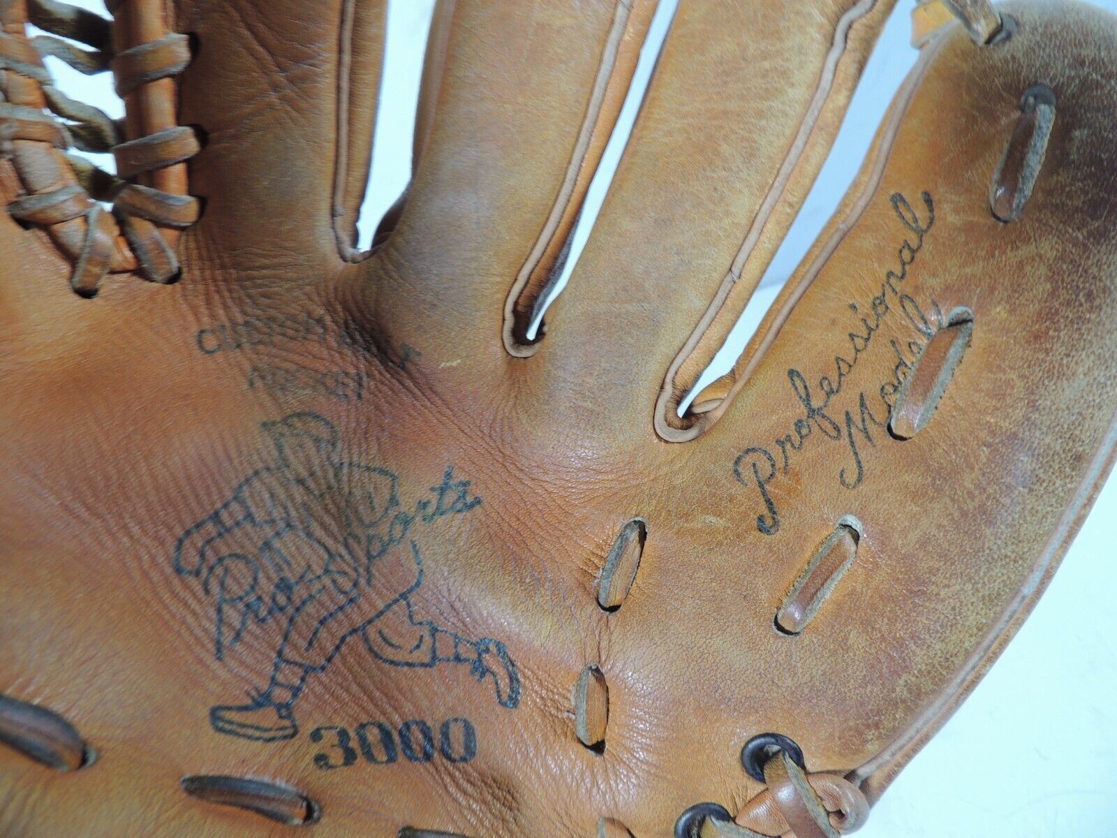 Pro Sports 3000 Vintage Baseball Brown Leather Glove Professional Model