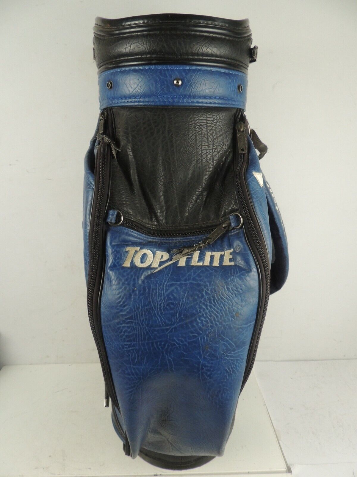 Top Flite INTIMIDATOR Extra Large Leather Golf Cart Bag, Black & Blue