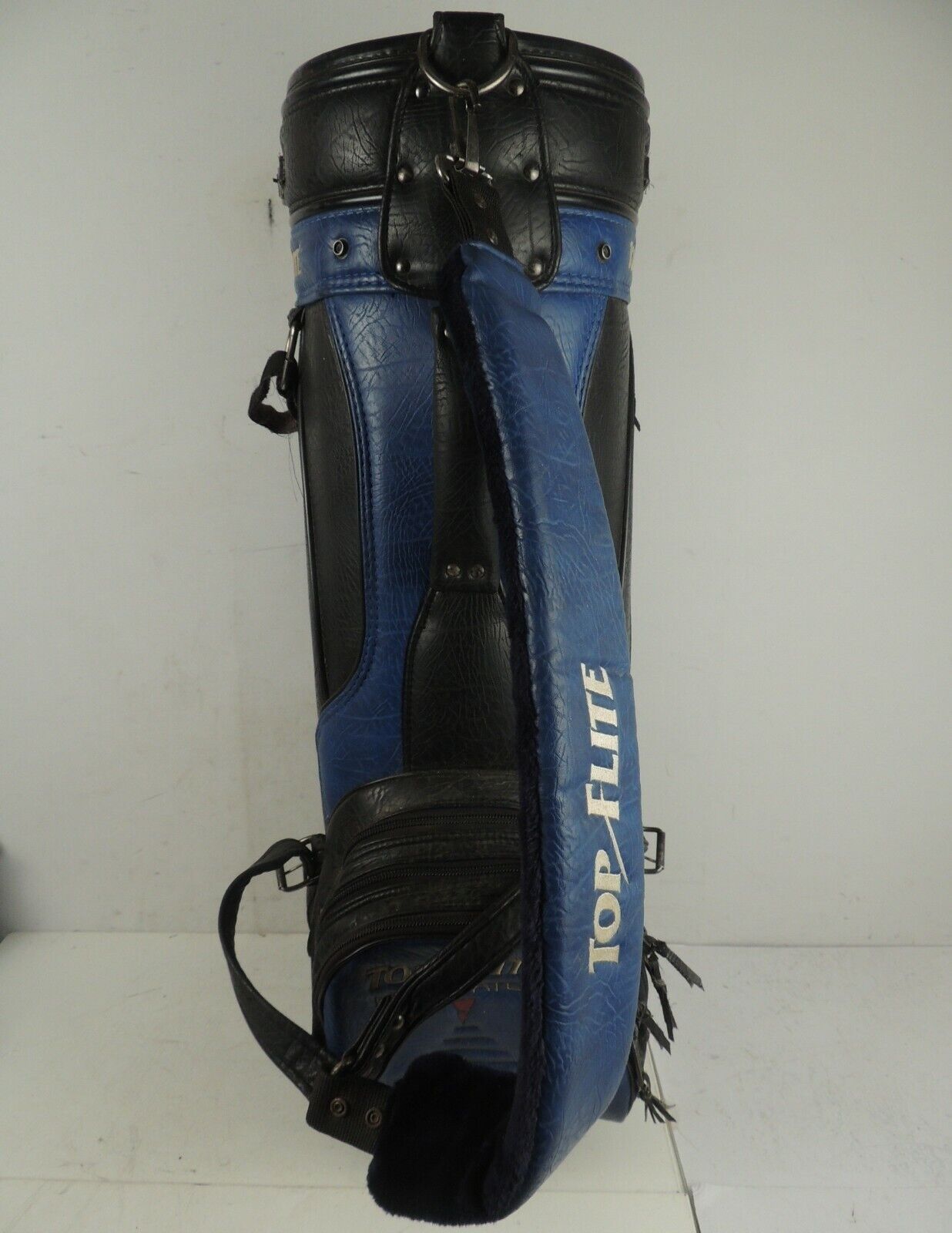 Top Flite INTIMIDATOR Extra Large Leather Golf Cart Bag, Black & Blue