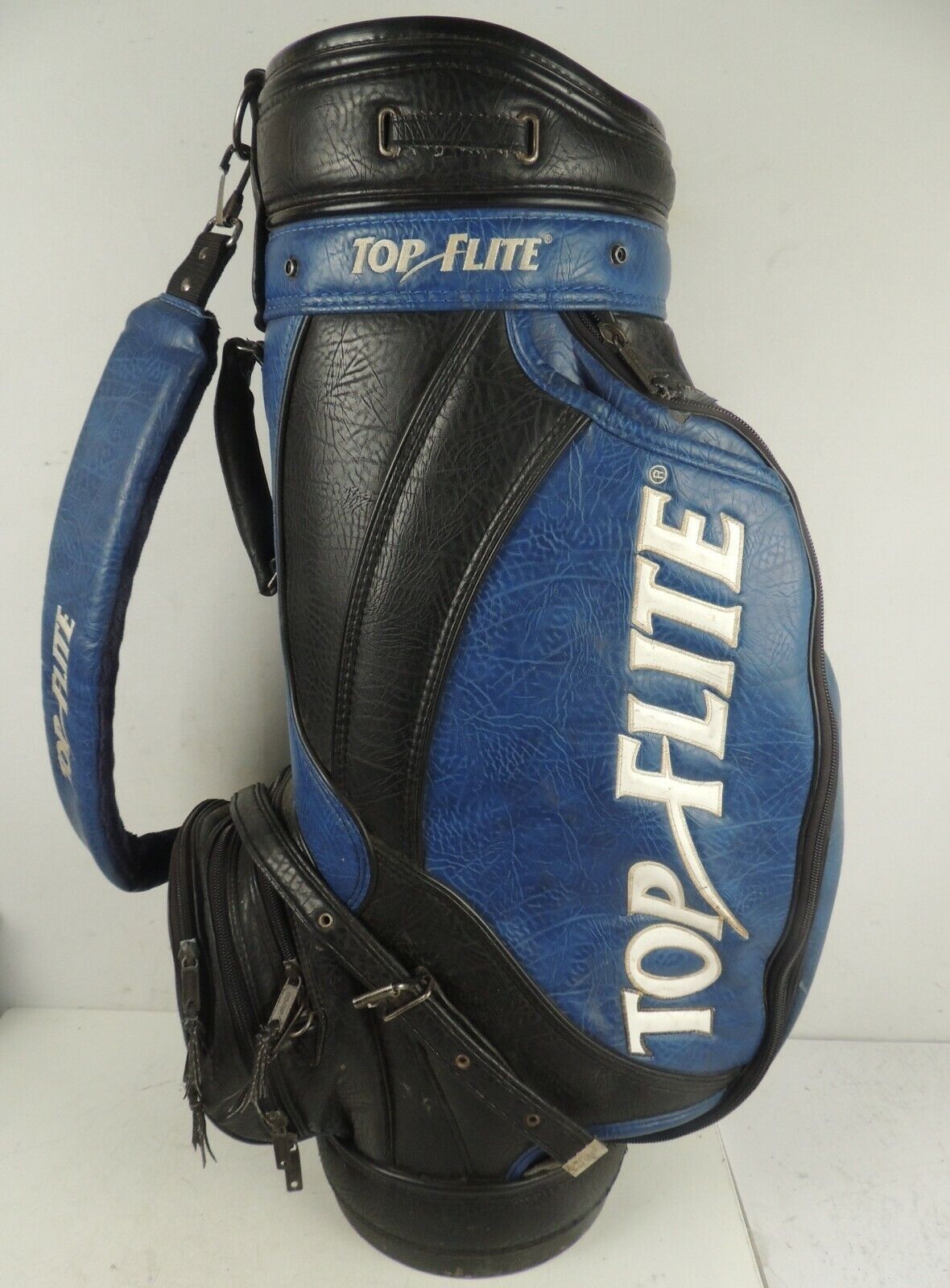 Top Flite INTIMIDATOR Extra Large Leather Golf Cart Bag, Black & Blue