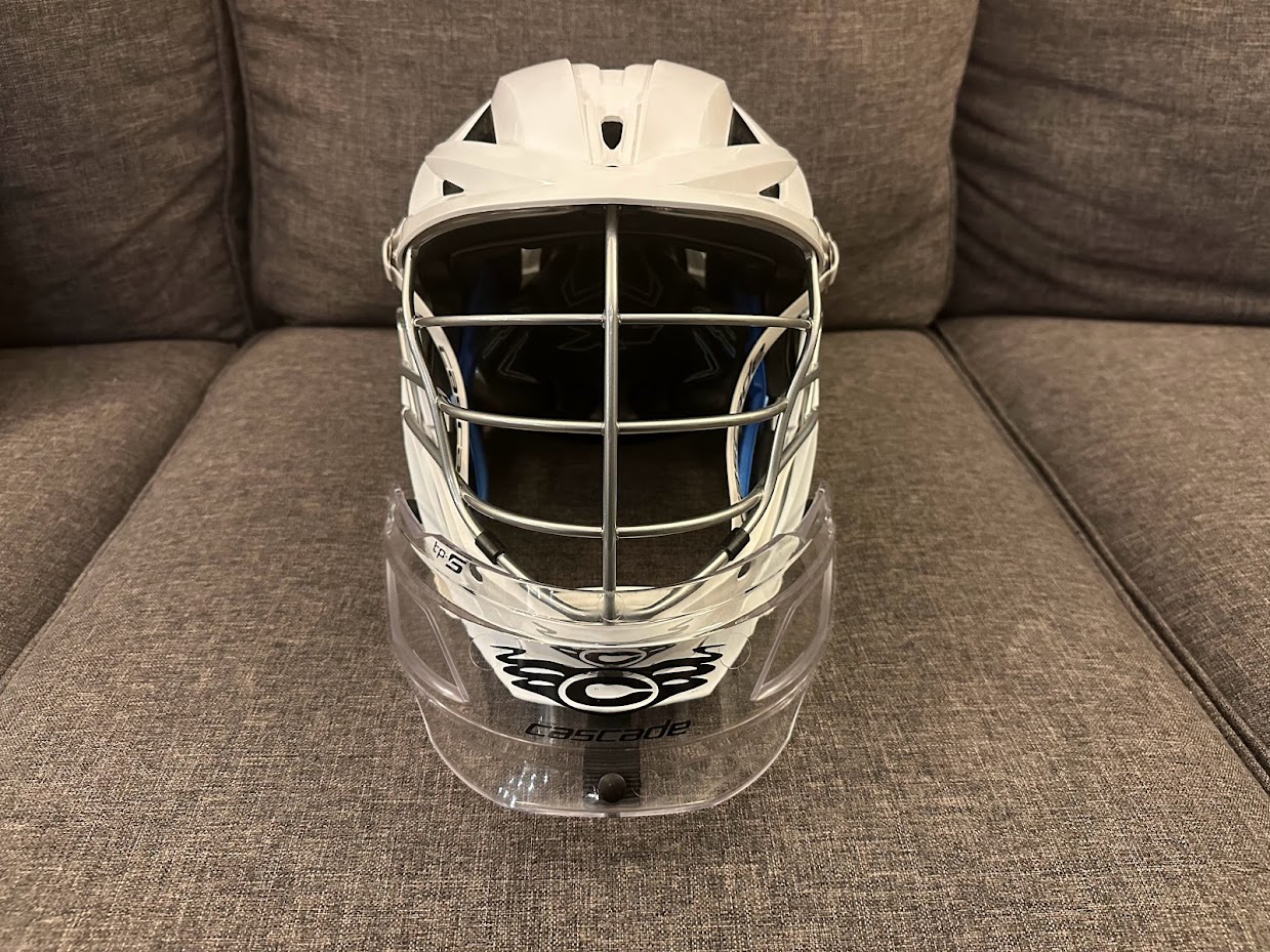 New Goalie Cascade XRS Helmet with Goalie Throat Guard and Chrome Face