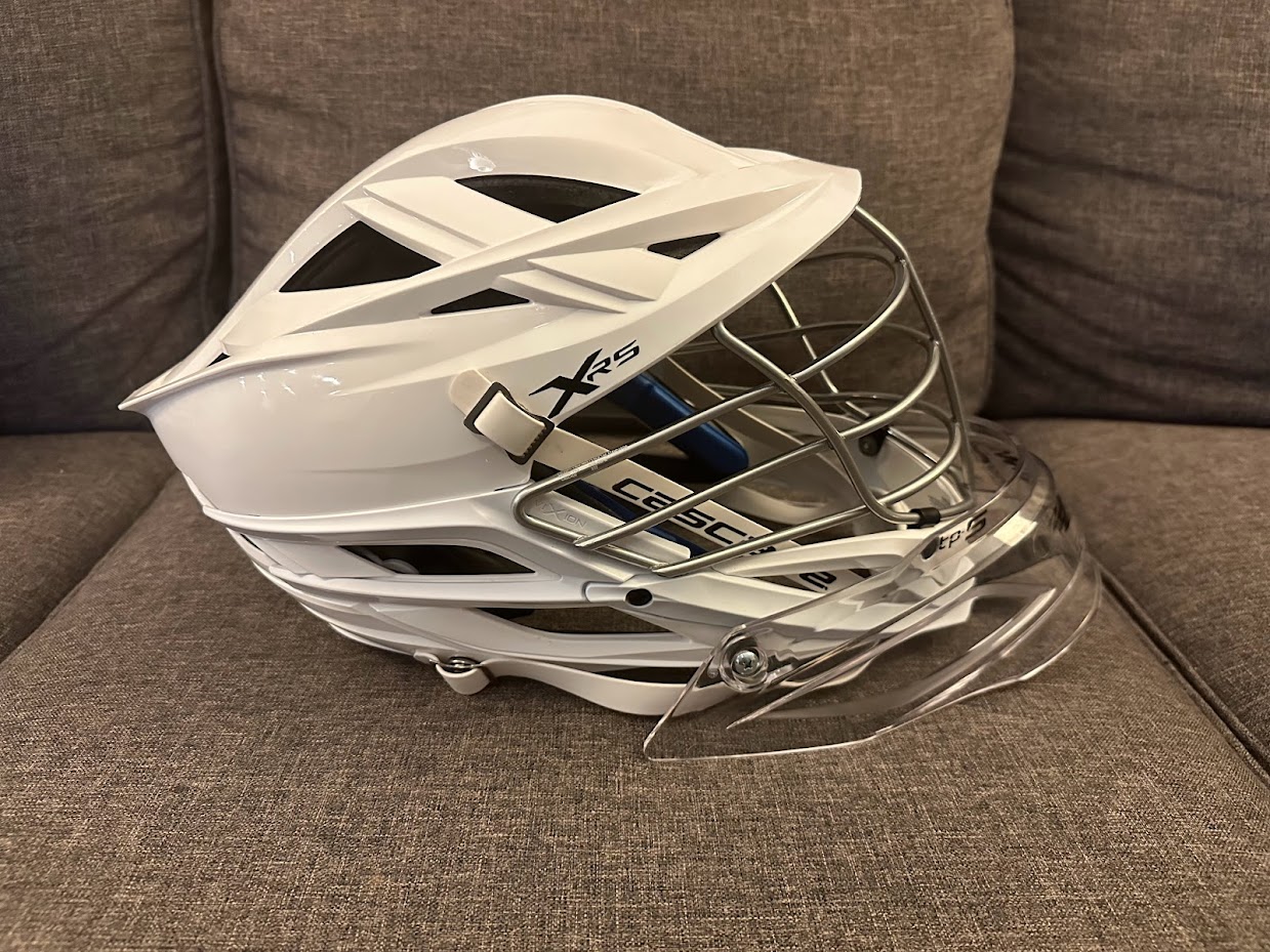 New Goalie Cascade XRS Helmet with Goalie Throat Guard and Chrome Face