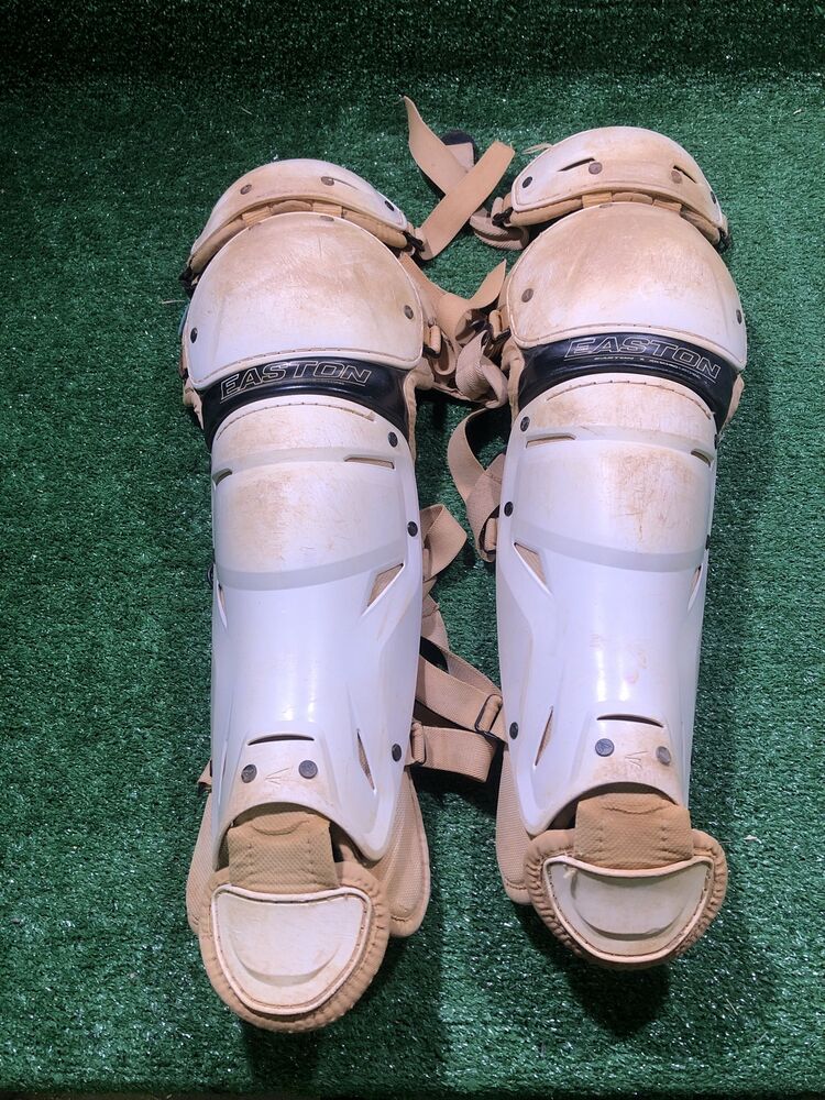 White Easton Jen Schro Catching 12" Catcher's Shin Guards SidelineSwap