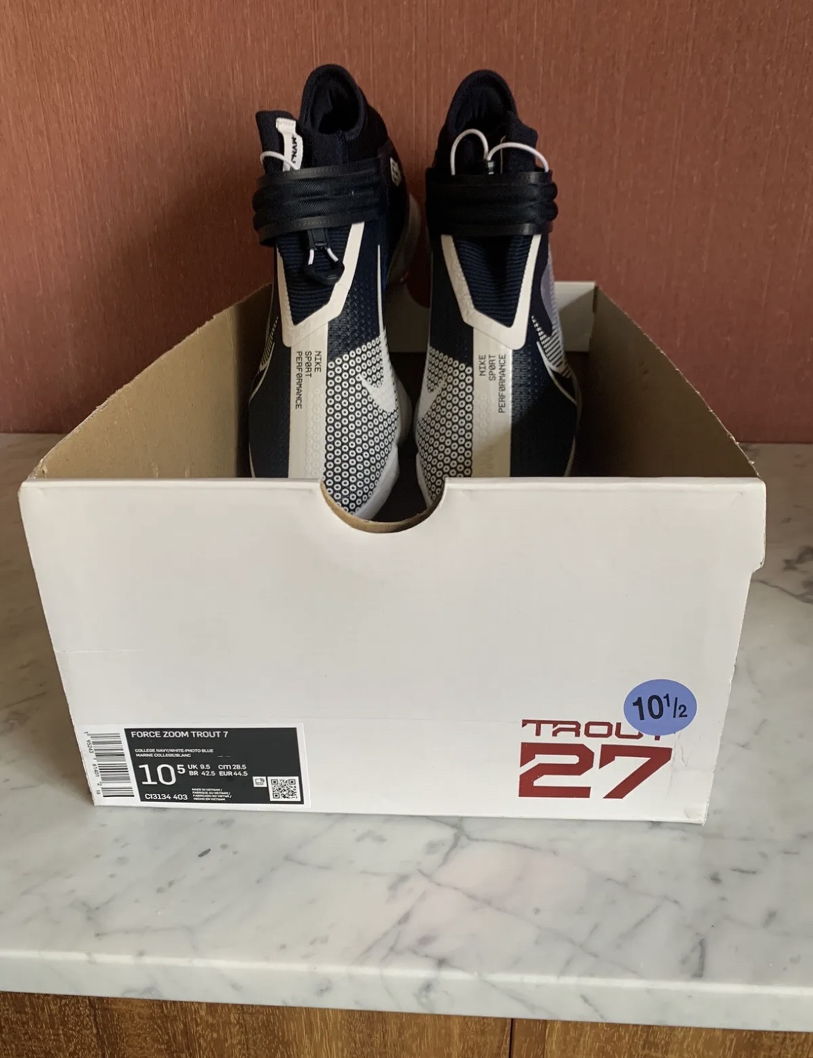 Nike Force Zoom Trout 7 Pro Mens Baseball Cleats Navy/White C13134403