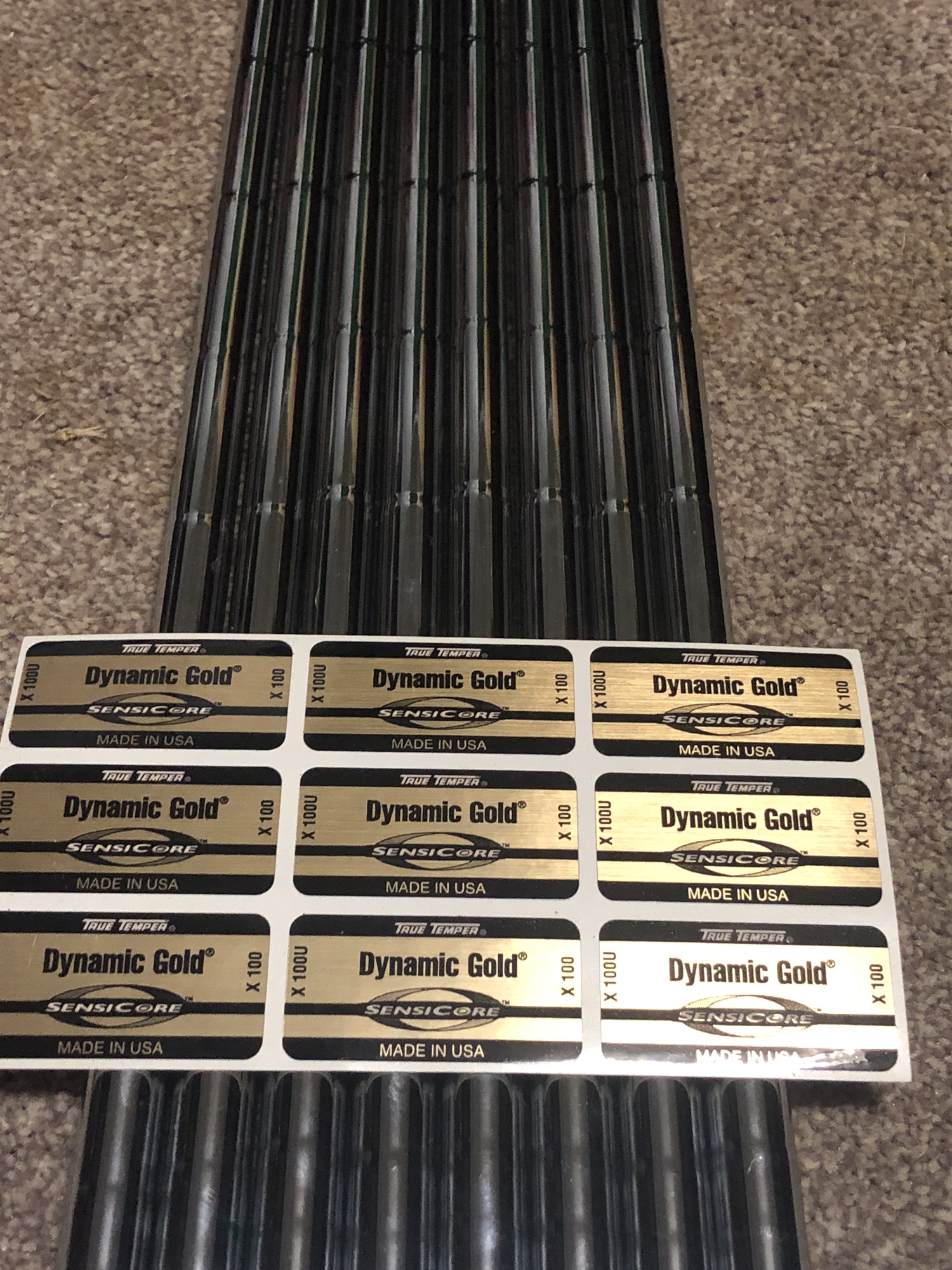 TRUE TEMPER DYNAMIC GOLD .355" TAPER IRON GOLF SHAFT X100 FLEX LOT OF
