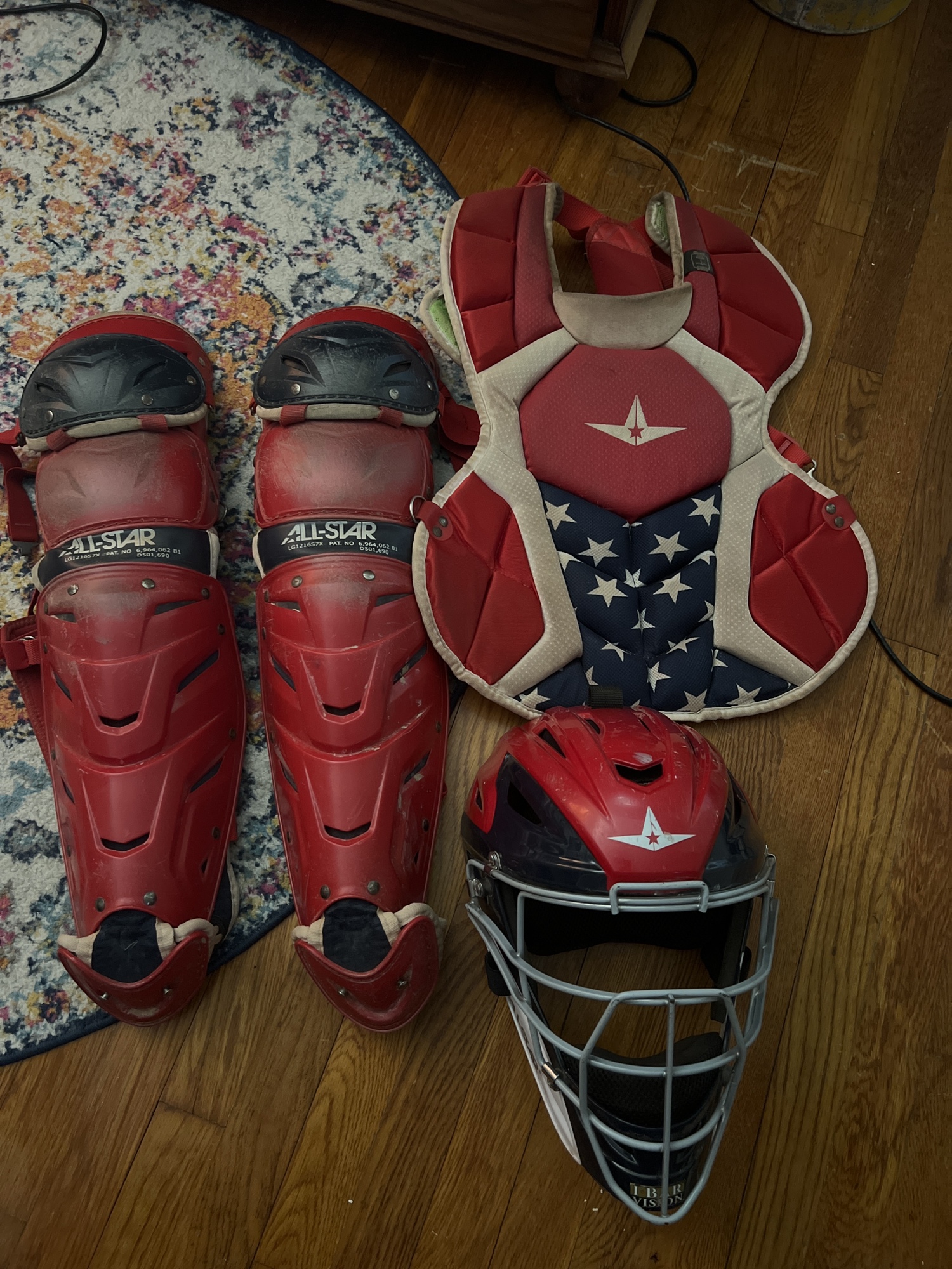 American Flag All Star Catcher's Gear Set Intermediate Size SidelineSwap