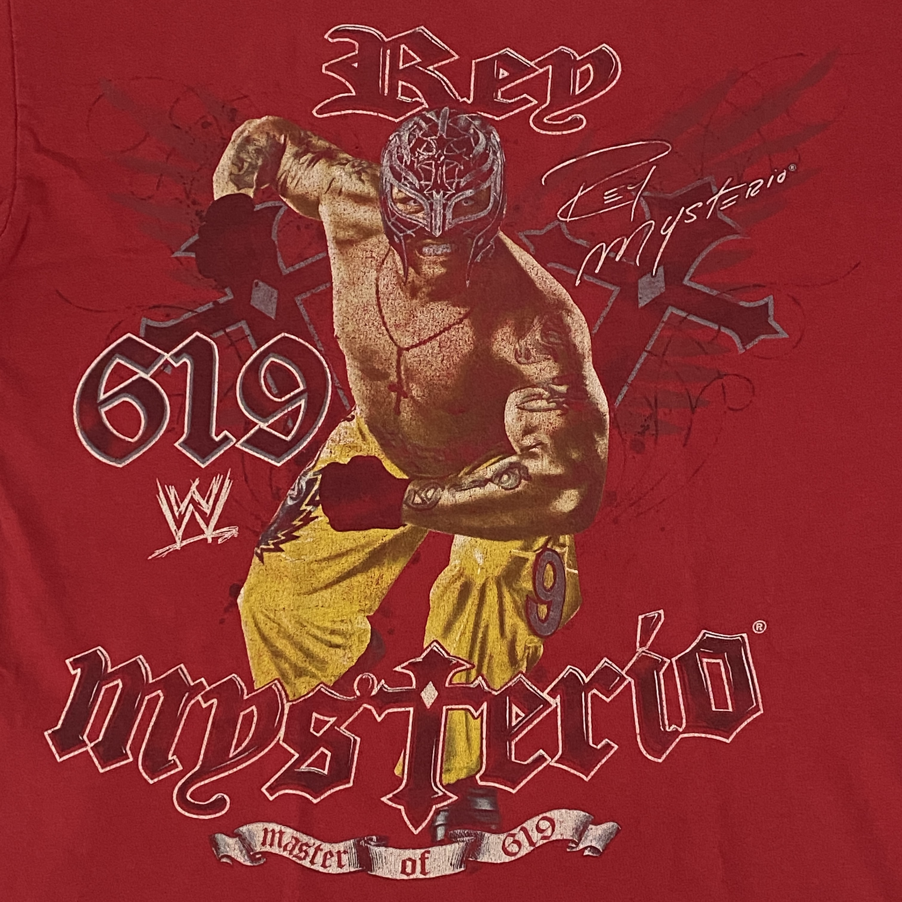 2008 WWE/ ミステリオ 総柄 レスリング Tシャツ