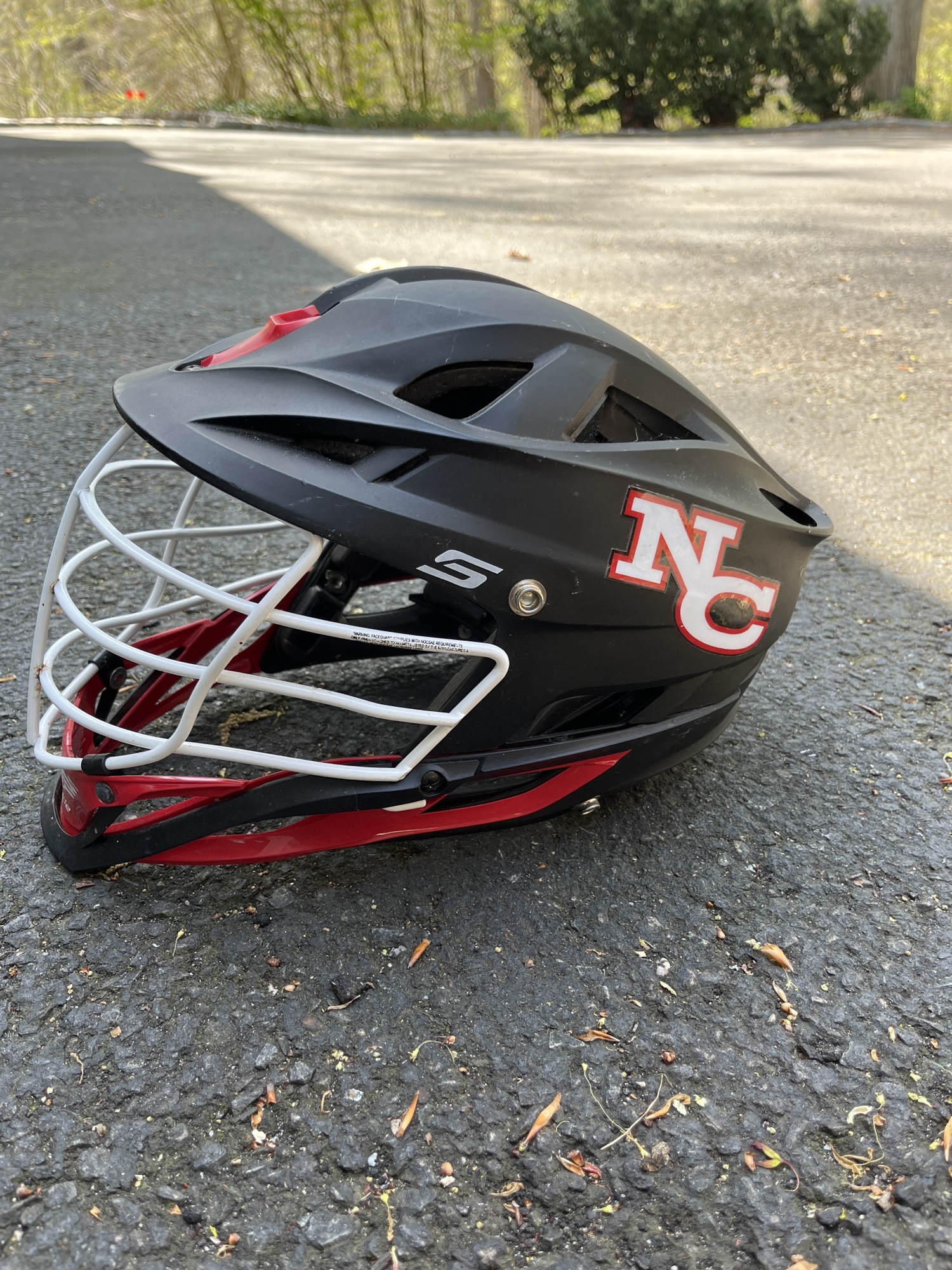 Black and red S lacrosse helmet (decal comes off) SidelineSwap