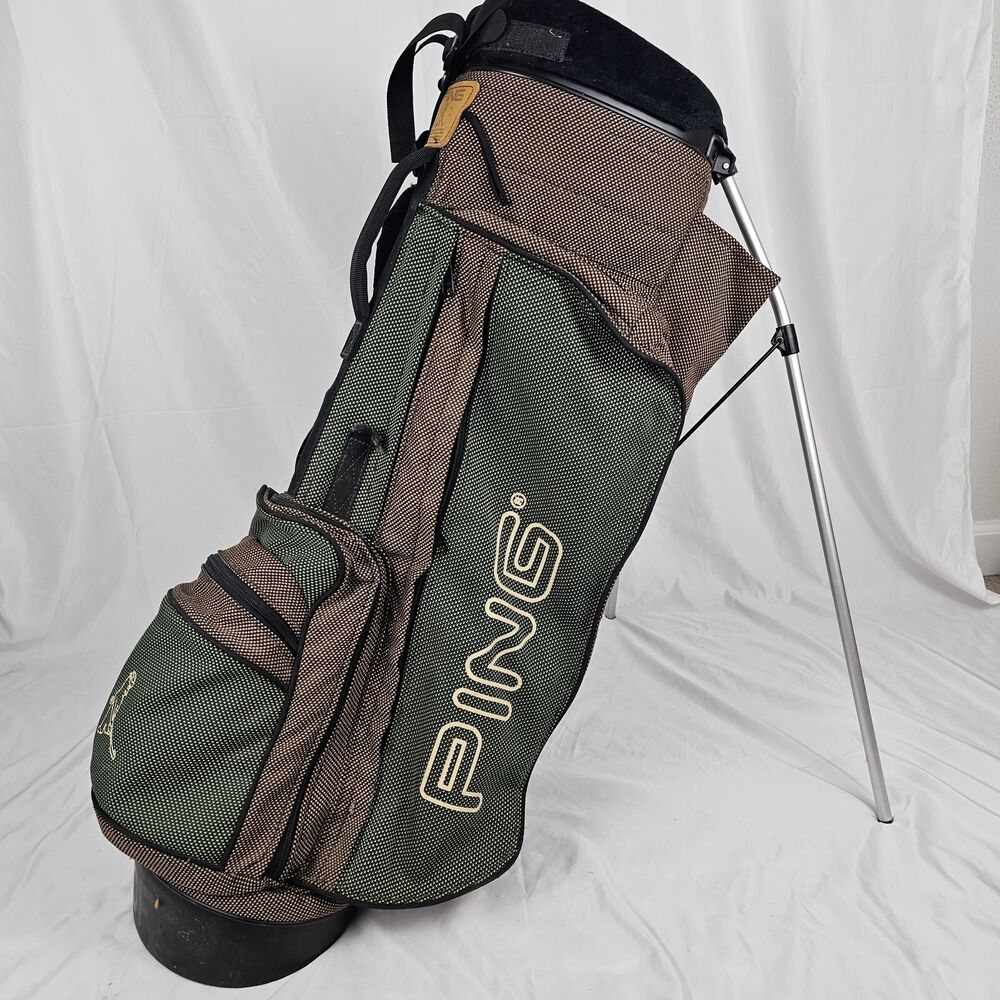 PING Hoofer Karsten Golf Bag Stand Carry Brown Canvas Green 4 Way 5
