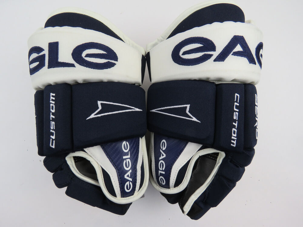 Custom Eagle Aero Pro Stock Hockey PLayer Gloves Blue / White 14" Made
