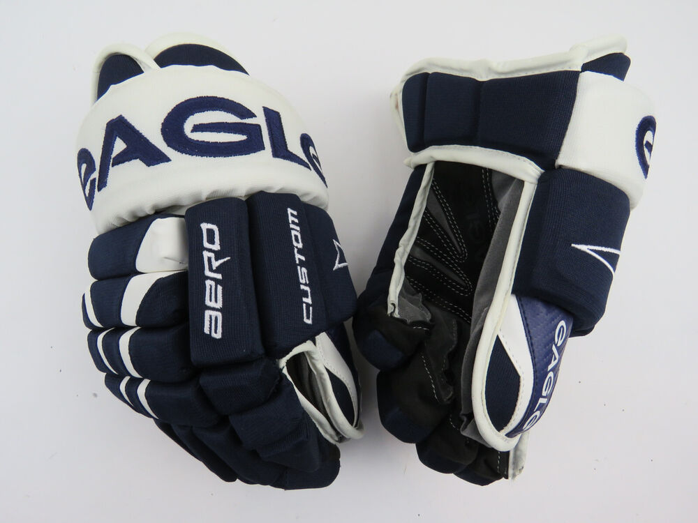 Custom Eagle Aero Pro Stock Hockey PLayer Gloves Blue / White 14" Made