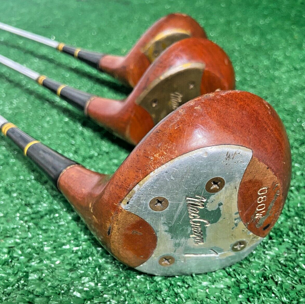 MacGregor Jack Nicklaus 080W Persimmon Wood Set Driver,3W,4W RH Steel Nice Grips SidelineSwap