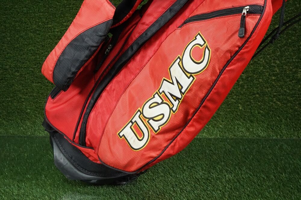 USMC MARINE CORPS 14WAY DIVIDER GOLF STAND BAG, RED W/ LOGOS