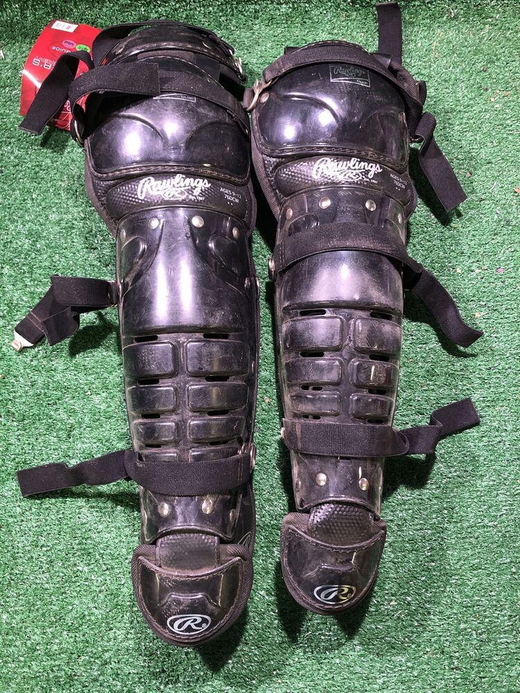 Black Rawlings 76DCW Youth Catcher's Shin Guards SidelineSwap