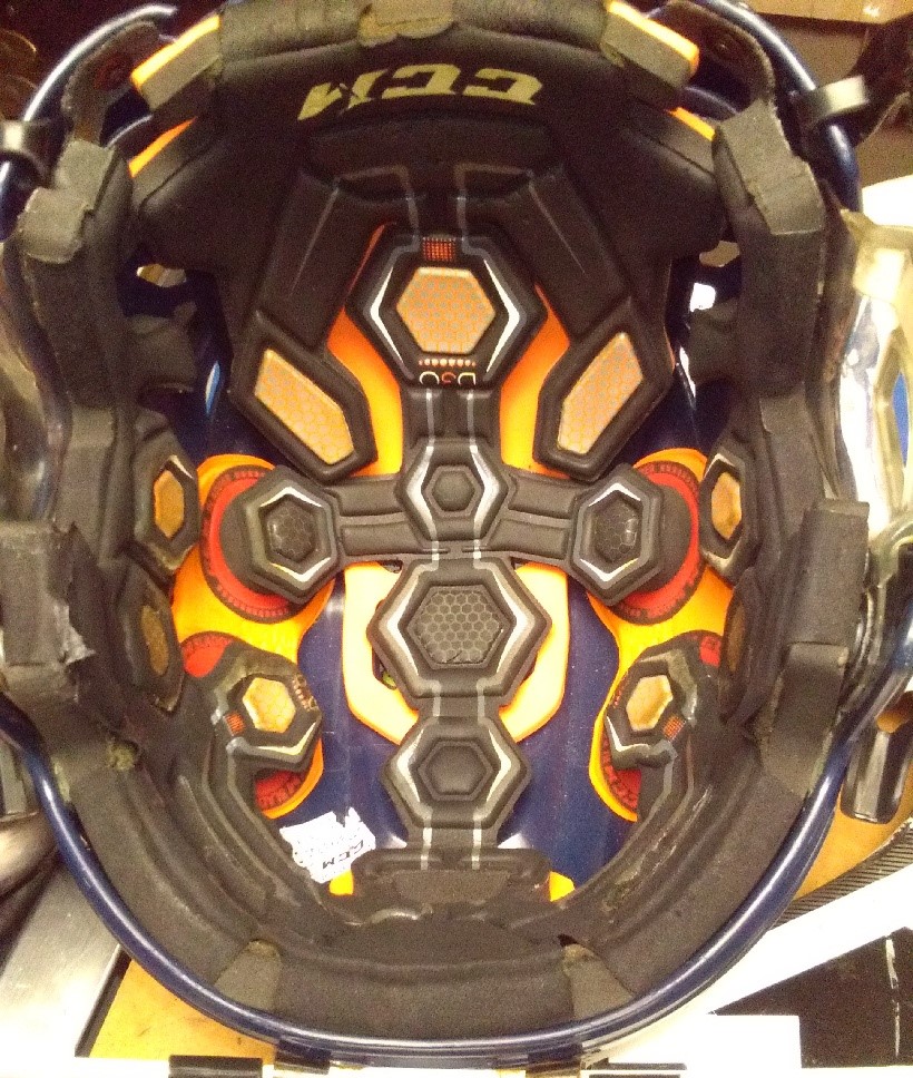 Navy Blue CCM Tacks 710 Helmet w CCM SM15 White Cage SidelineSwap