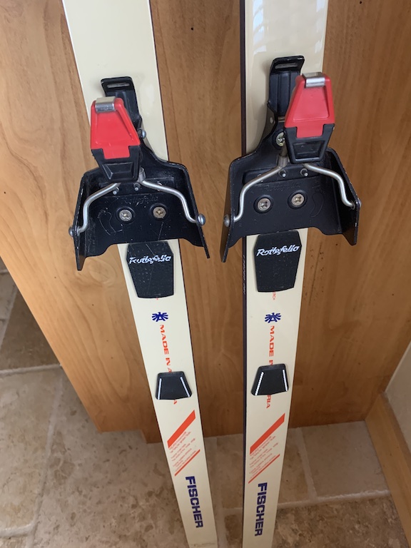 Vintage Fischer Touring Crown Nordic Skis with 3pin bindings