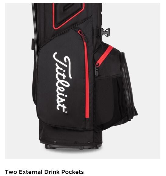 Titleist Hybrid 5 Stand Carry Golf Bag Black/Red w/ Rain Hood New