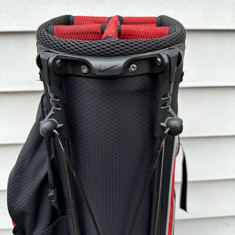 Nike Xtreme Lite Stand Carry Golf Bag Black Red White Rain Cover 5