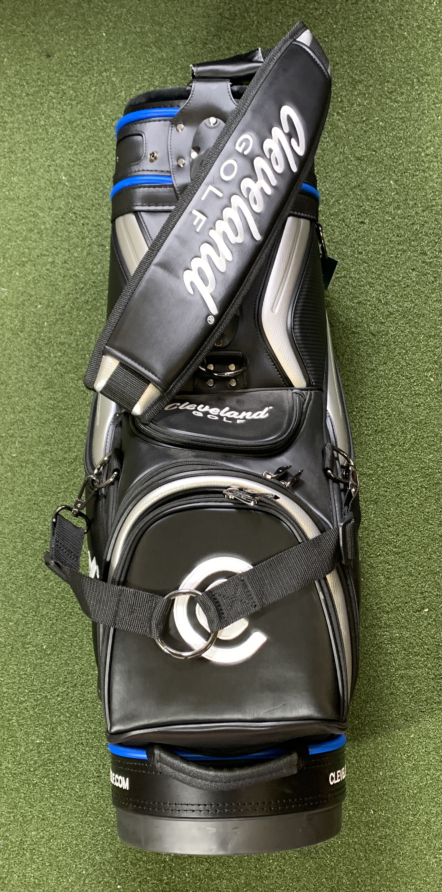 Cleveland CG Staff Bag Black Gray Blue 6Way Divide Single Strap Golf Bag SidelineSwap