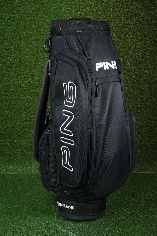 PING 7WAY DIVIDER GOLF CART BAG W/ RAIN HOOD, ALPINE LOGO BLACK SidelineSwap