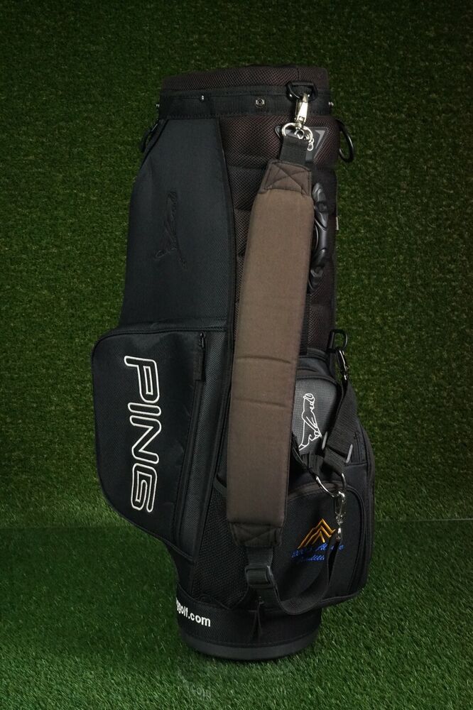 PING 7WAY DIVIDER GOLF CART BAG W/ RAIN HOOD, ALPINE LOGO BLACK SidelineSwap