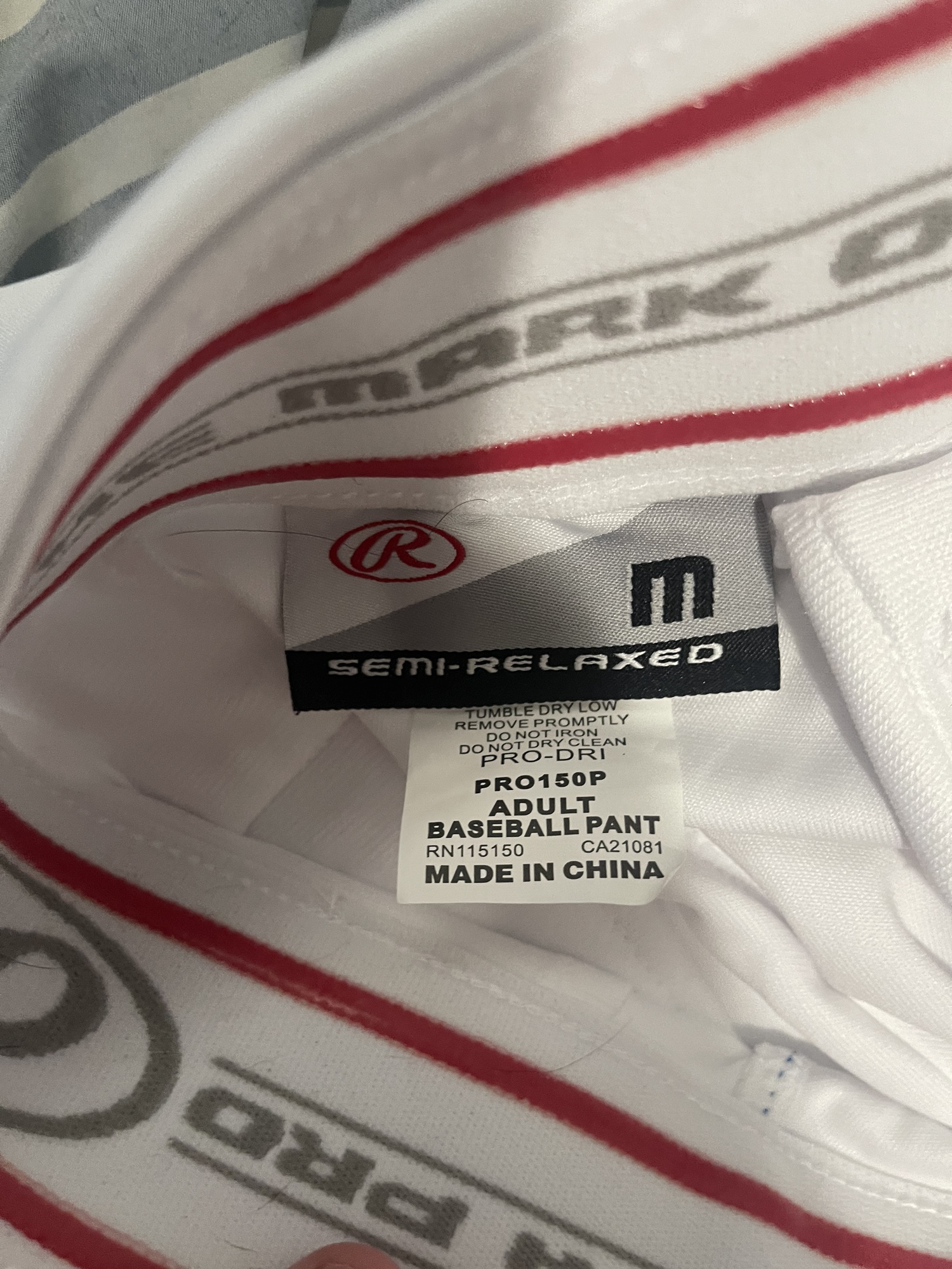 Rawlings Semirelaxed Baseball Pants White With Royal Blue Piping