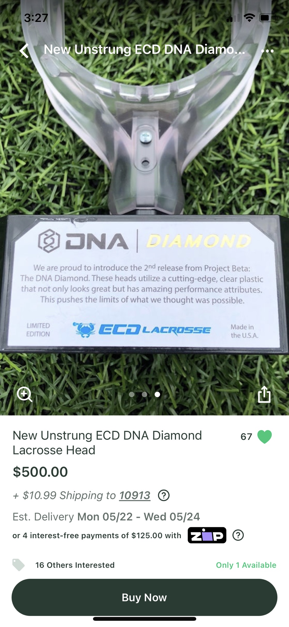 New Unstrung ECD DNA Diamond Lacrosse Head SidelineSwap
