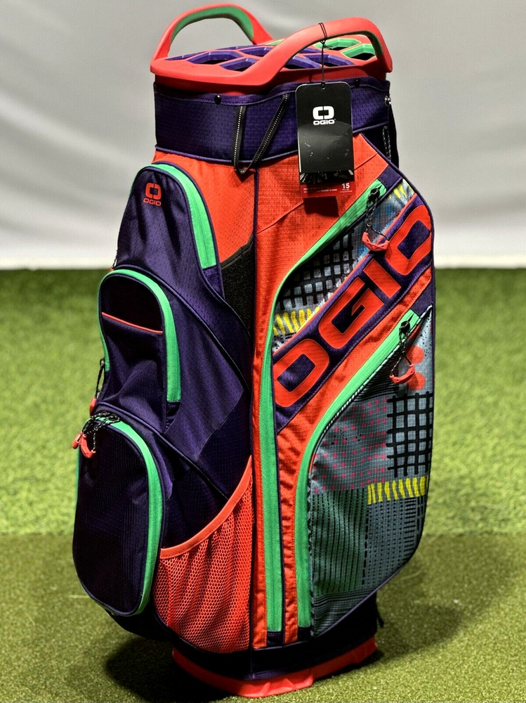 Ogio Golf 2023 Woode 15 Cart Golf Bag COLOR Wood Block w/ Rain Hood