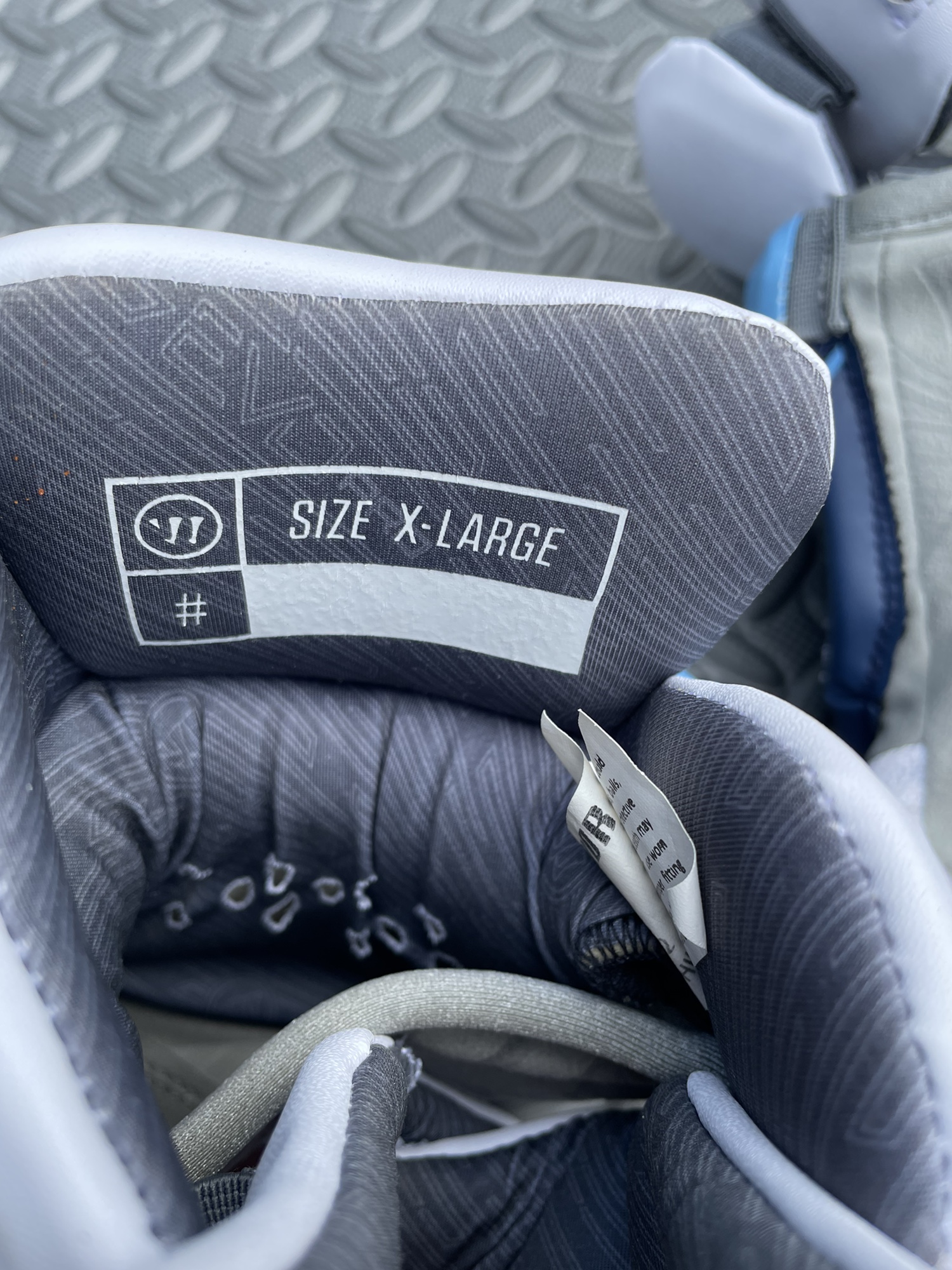 Custom Navy/White/Carolina Warrior EVO QX Lacrosse Gloves (size XL