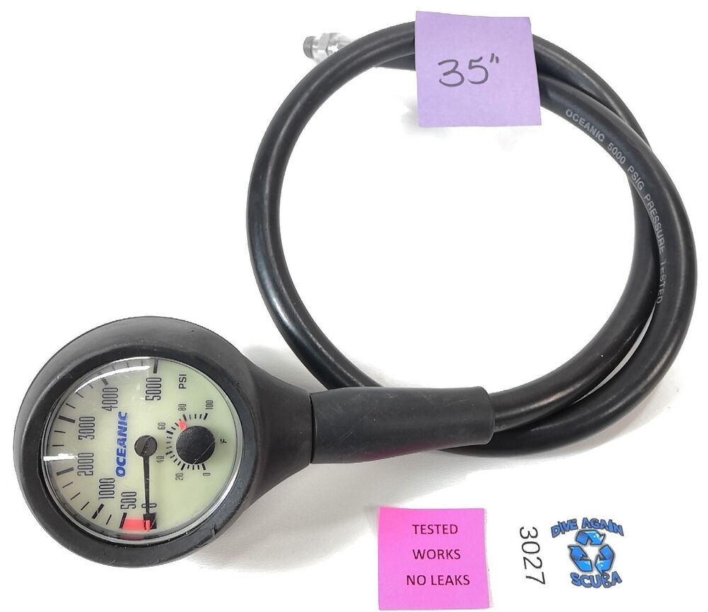 Oceanic Pressure Gauge / Compass Combo + Boot Console Thermometer Scuba