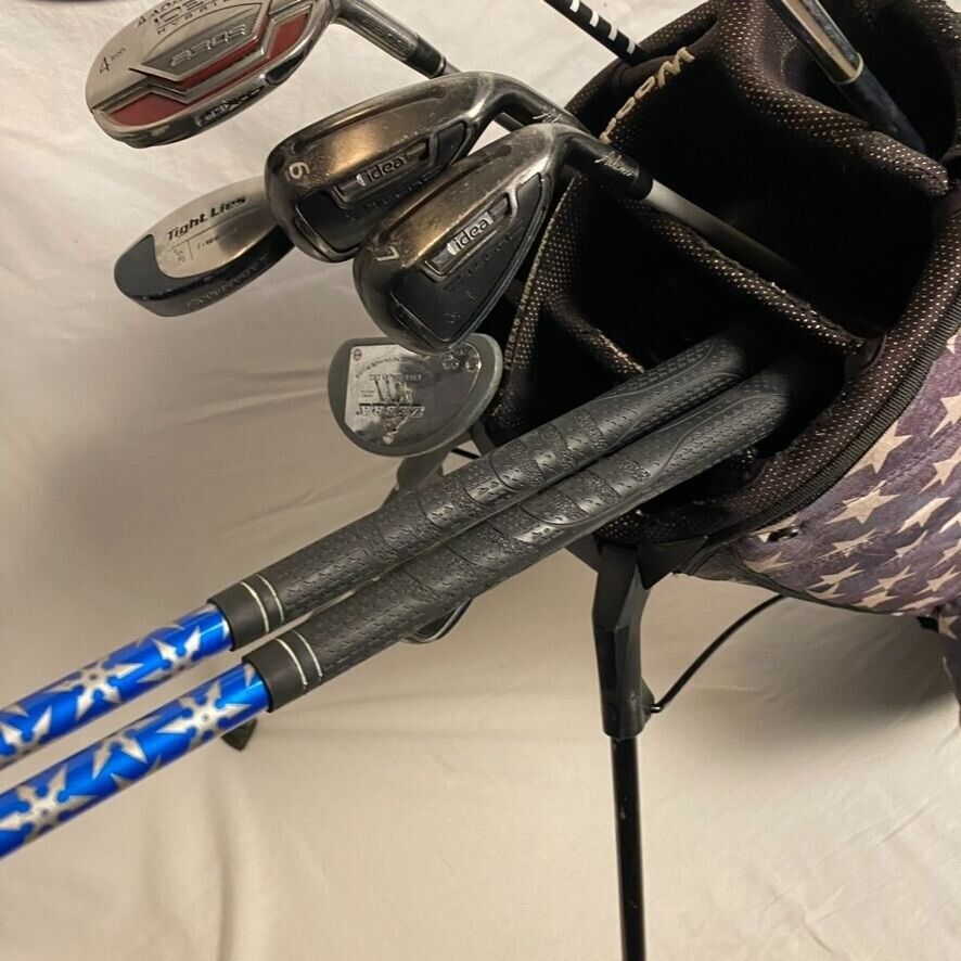 Adams Golf Idea Tech Hybrid Golf Club Set With America USA Flag Ogio Stand Bag SidelineSwap