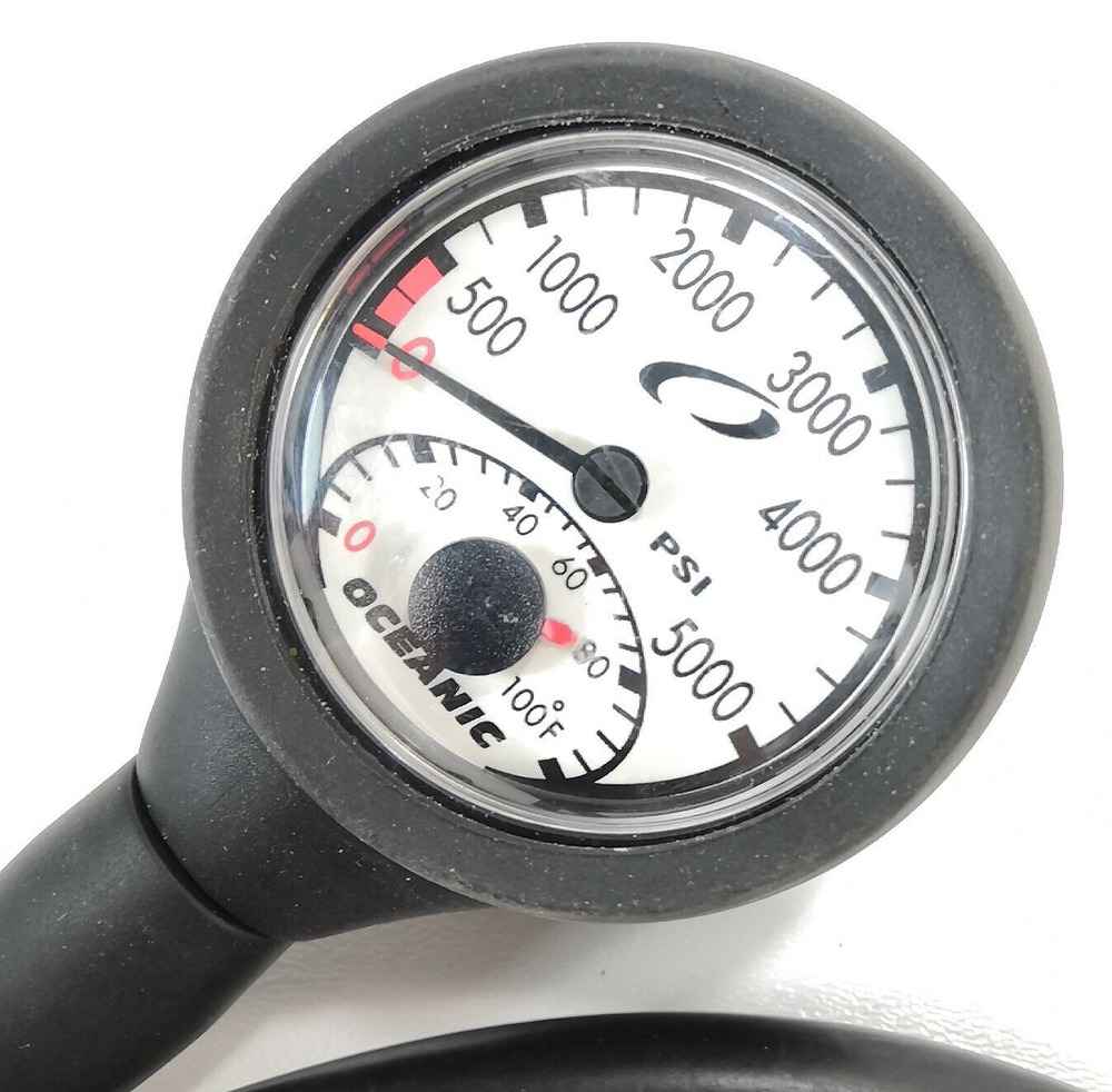 Oceanic Pressure Gauge SPG / Compass Combo + Boot Console Thermometer