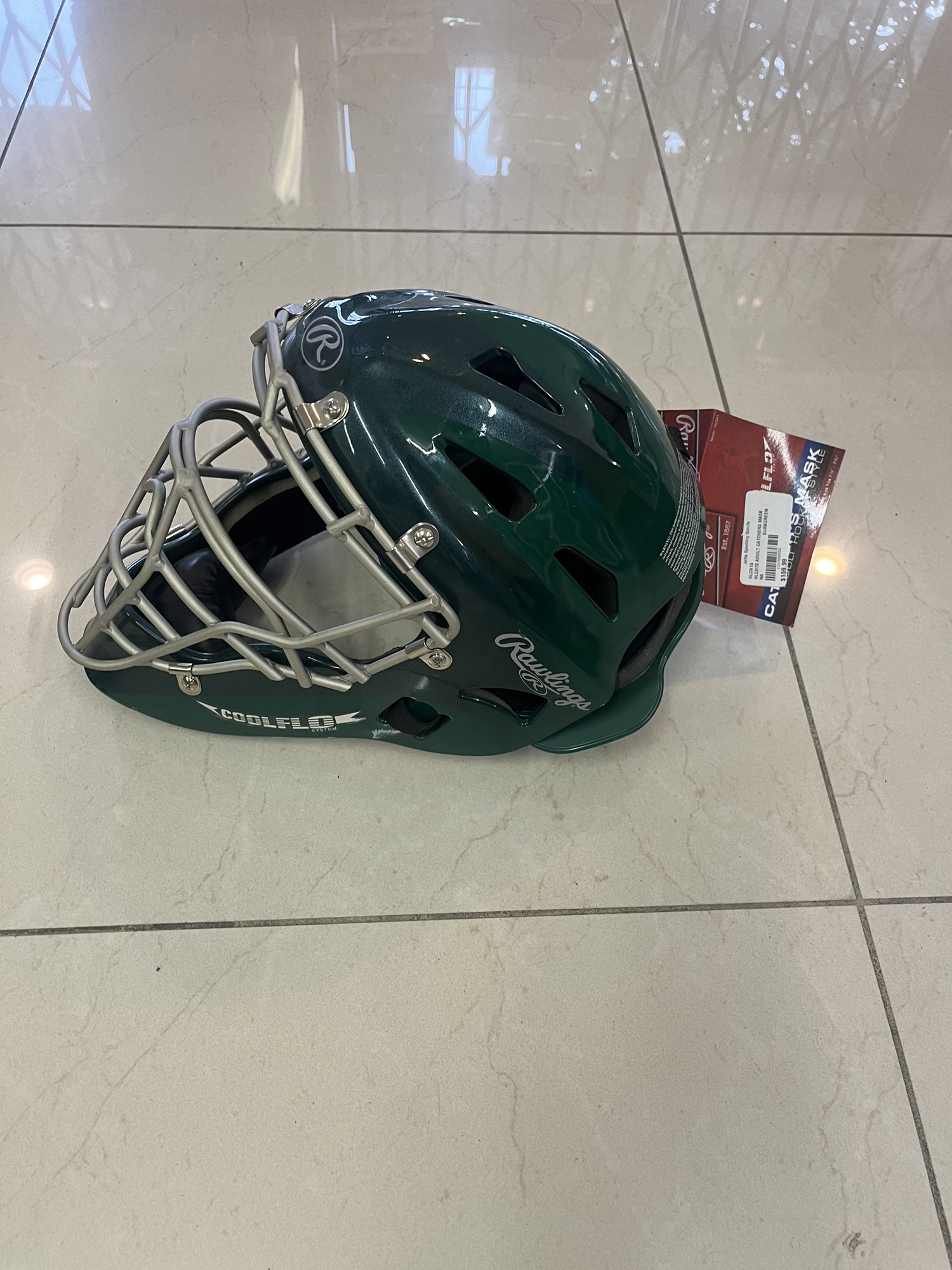 New Rawlings Adult Cool Flow HLCH1S Dark Green Catchers Helmet SidelineSwap