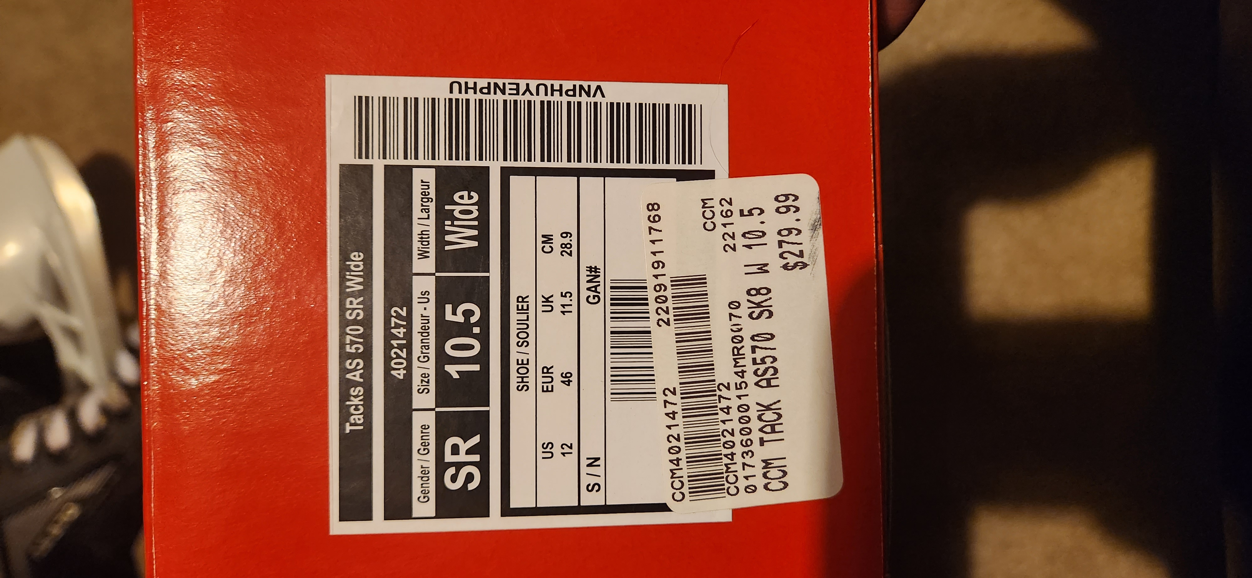 Senior Used CCM Tacks AS570 Hockey Skates Wide Width Size 10.5