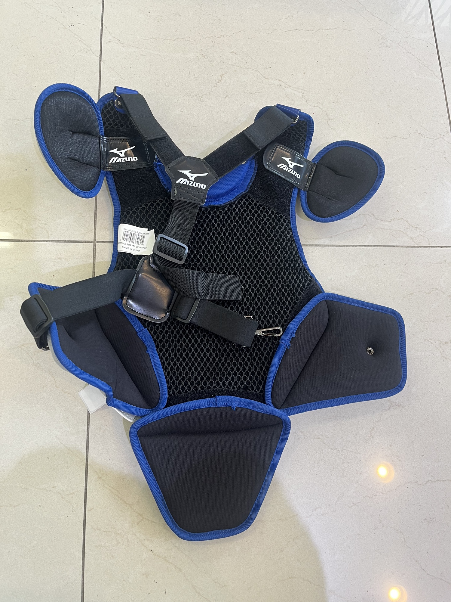 New Mizuno Samurai 14” Royal /Grey Youth Baseball Chest Protector