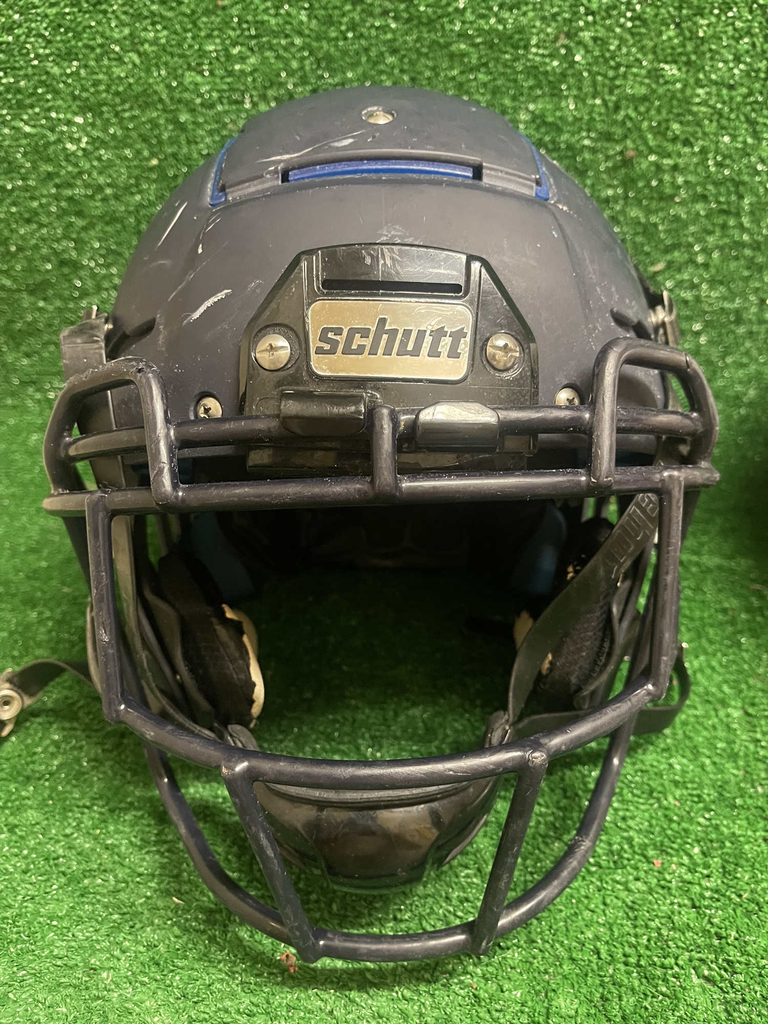 Adult Medium Schutt F7 VTD Football Helmet Navy Blue SidelineSwap