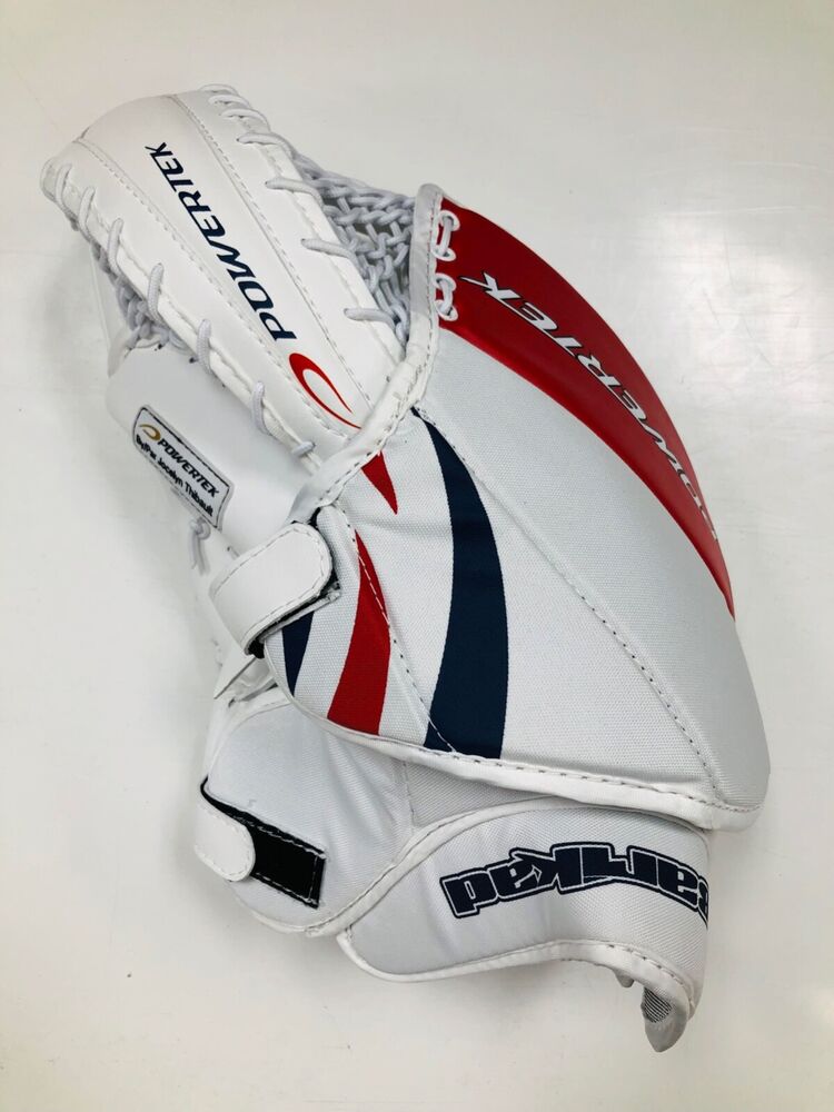 Powertek Barikad Senior Hockey Goalie Catcher Glove White navy red off