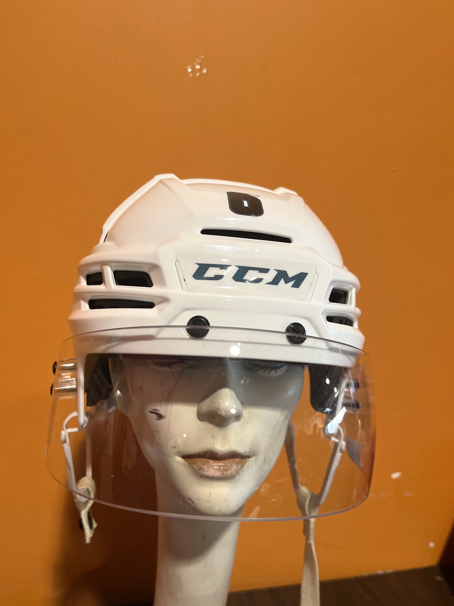 Game Used White CCM Super Tacks X Pro Stock Helmet San Jose Barracuda