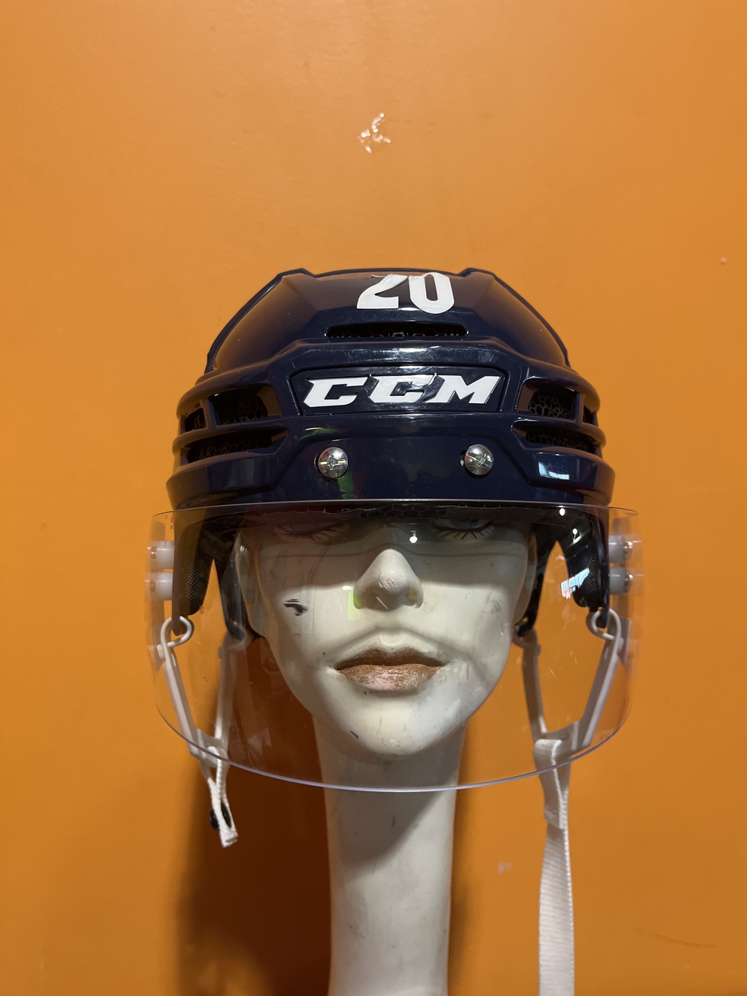 Game Used Navy CCM Super Tacks X Pro Stock Helmet Colorado Avalanche