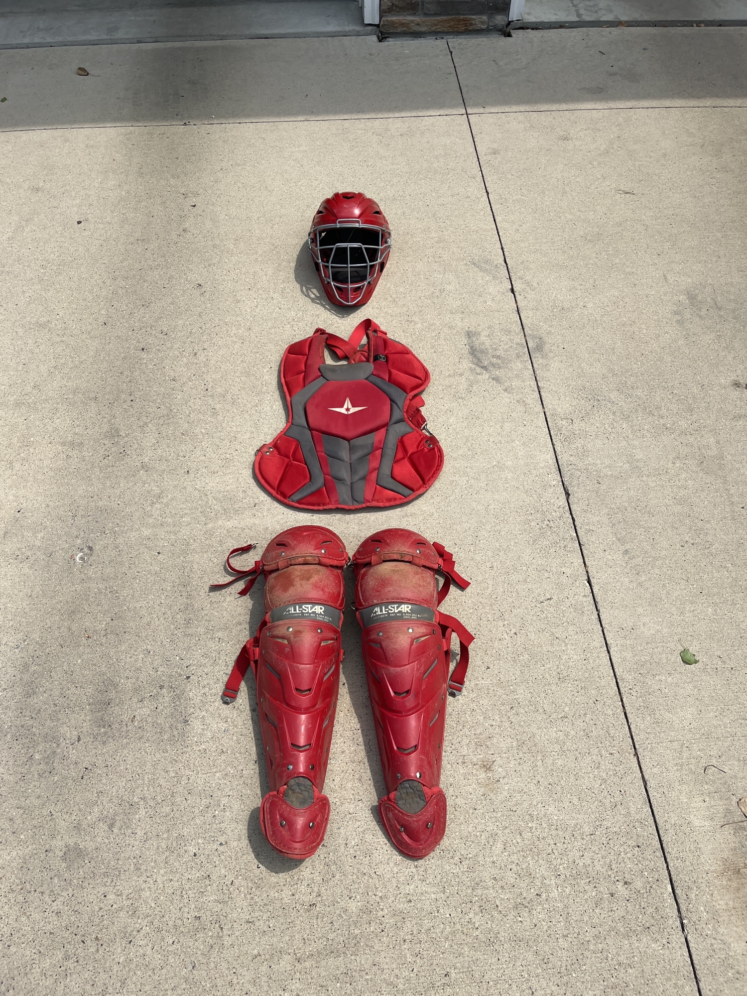 Red and Grey all star system 7 intermediate catcher gear SidelineSwap