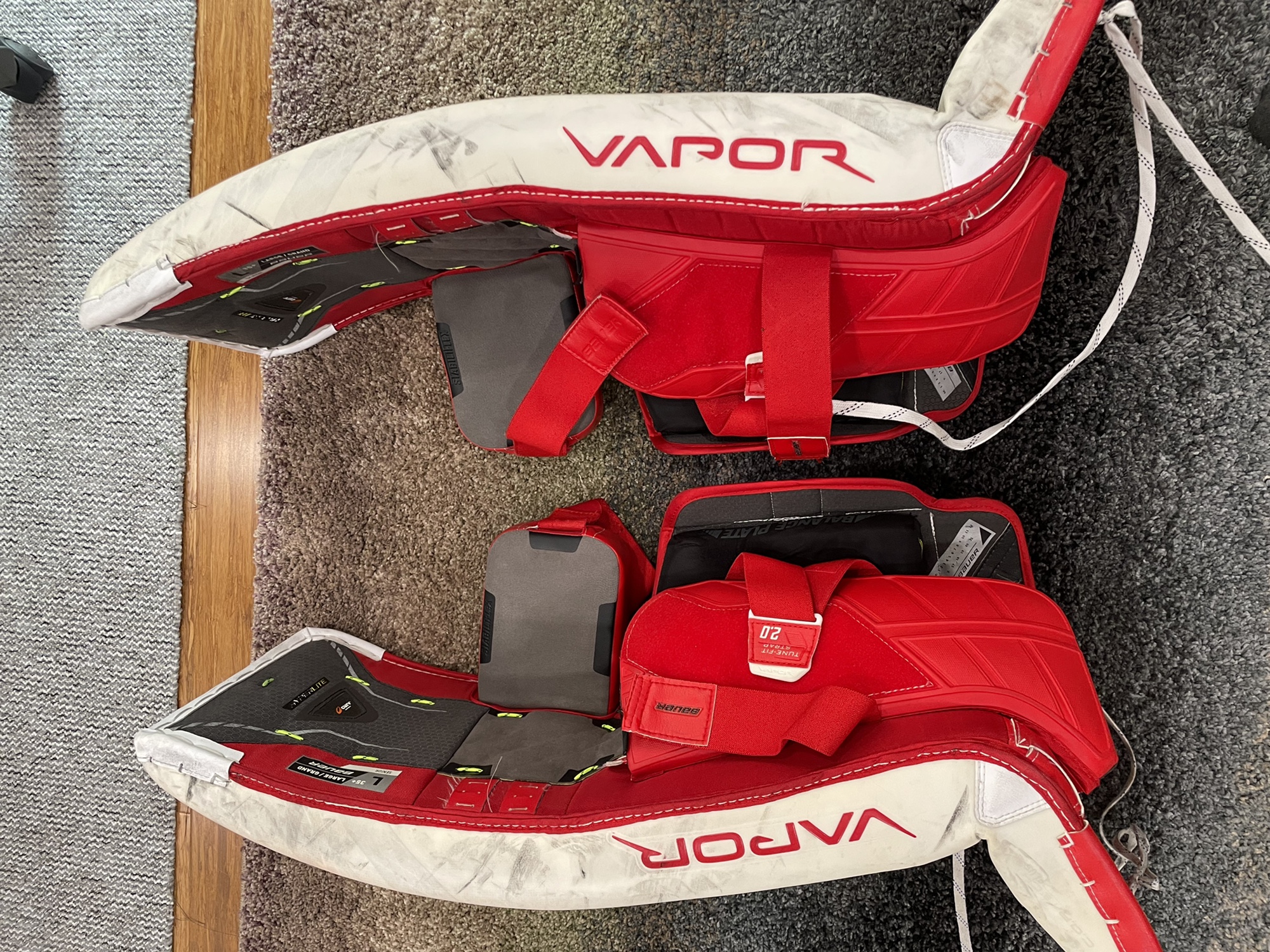 Pro Stock Bauer Hyperlite Goalie Set Red and White SidelineSwap