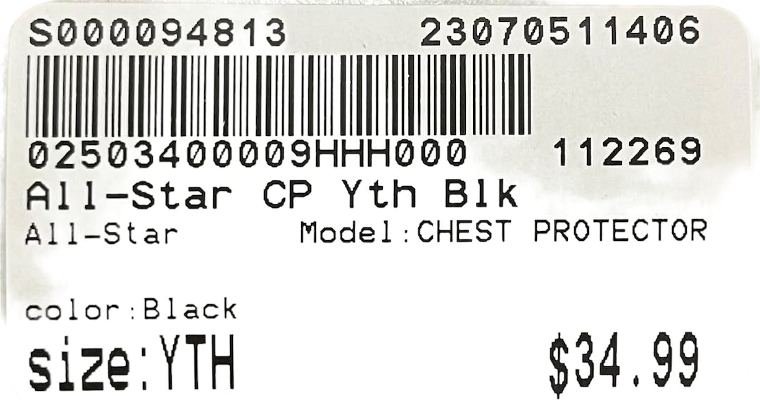 Used Allstar Chest Protector Youth Catcher's Equipment SidelineSwap