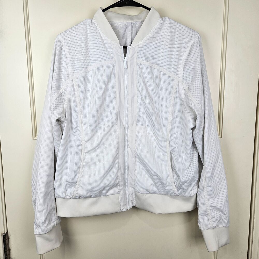 Lululemon Bombs Away Women's White Gray Reversible Bomber Jacket